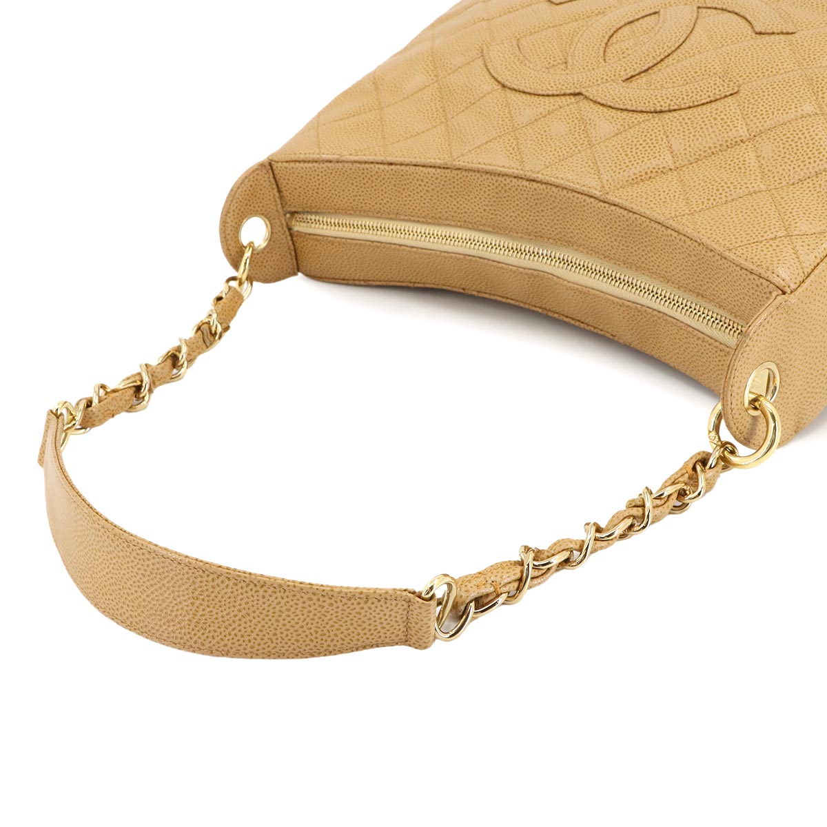 Matelasse Chain Shoulder Bag Leather Beige A20993