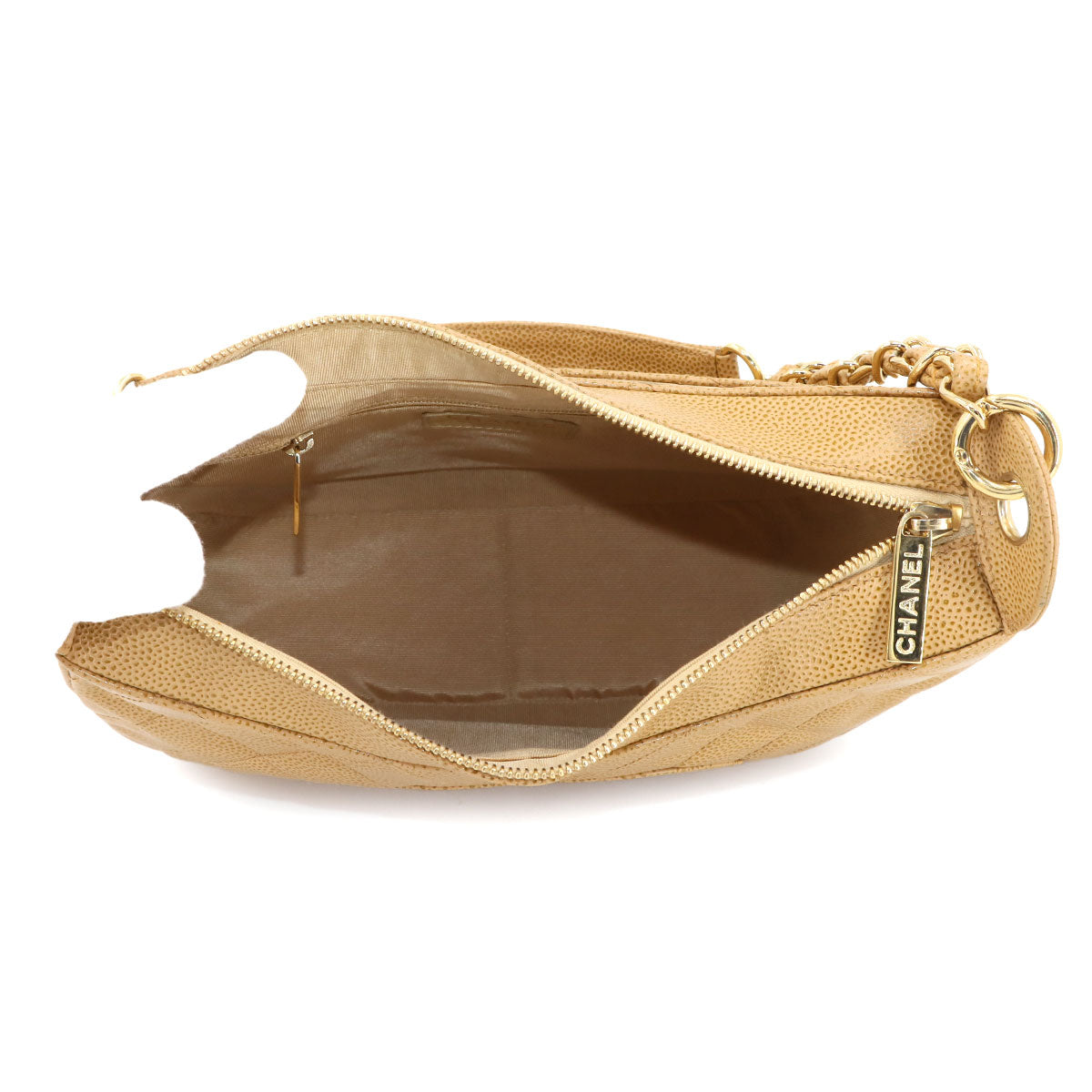 Matelasse Chain Shoulder Bag Leather Beige A20993