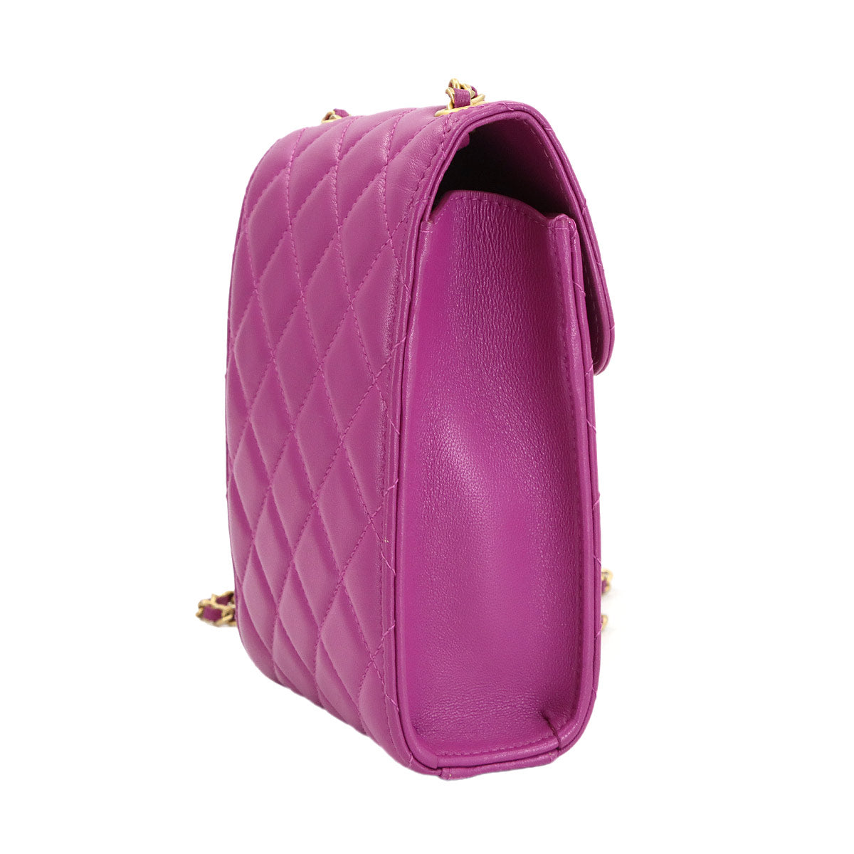 Matelasse Phone Hoder Chain Shoulder Bag Leather Purple AP1448