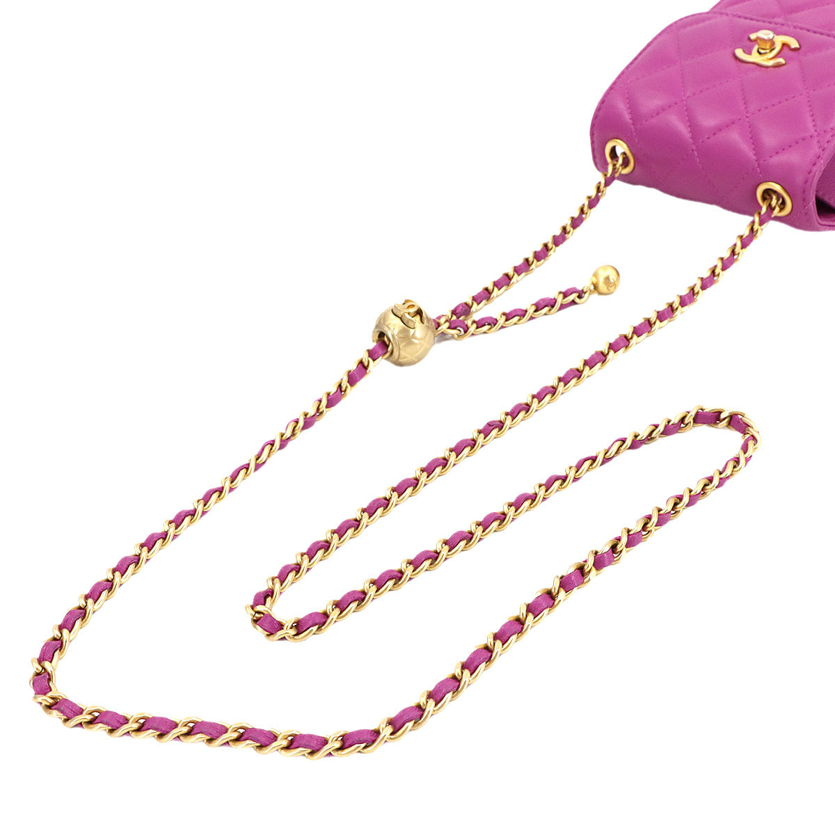 Matelasse Phone Hoder Chain Shoulder Bag Leather Purple AP1448