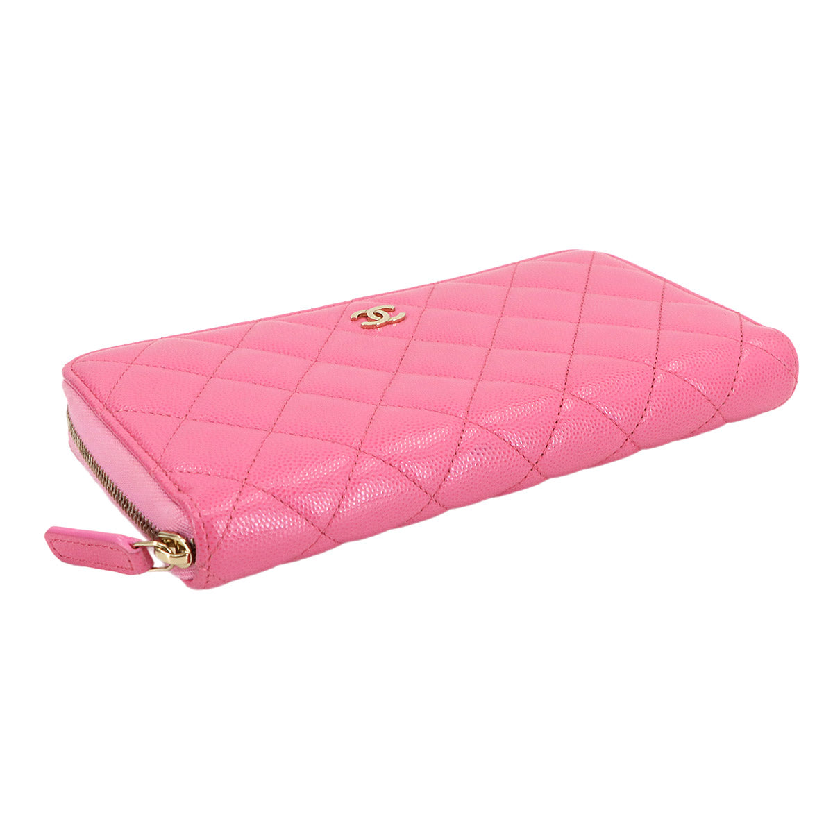 Matelasse Classic Long Zipped Wallet Leather Pink AP0242