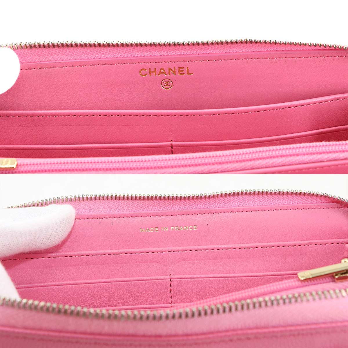 Matelasse Classic Long Zipped Wallet Leather Pink AP0242