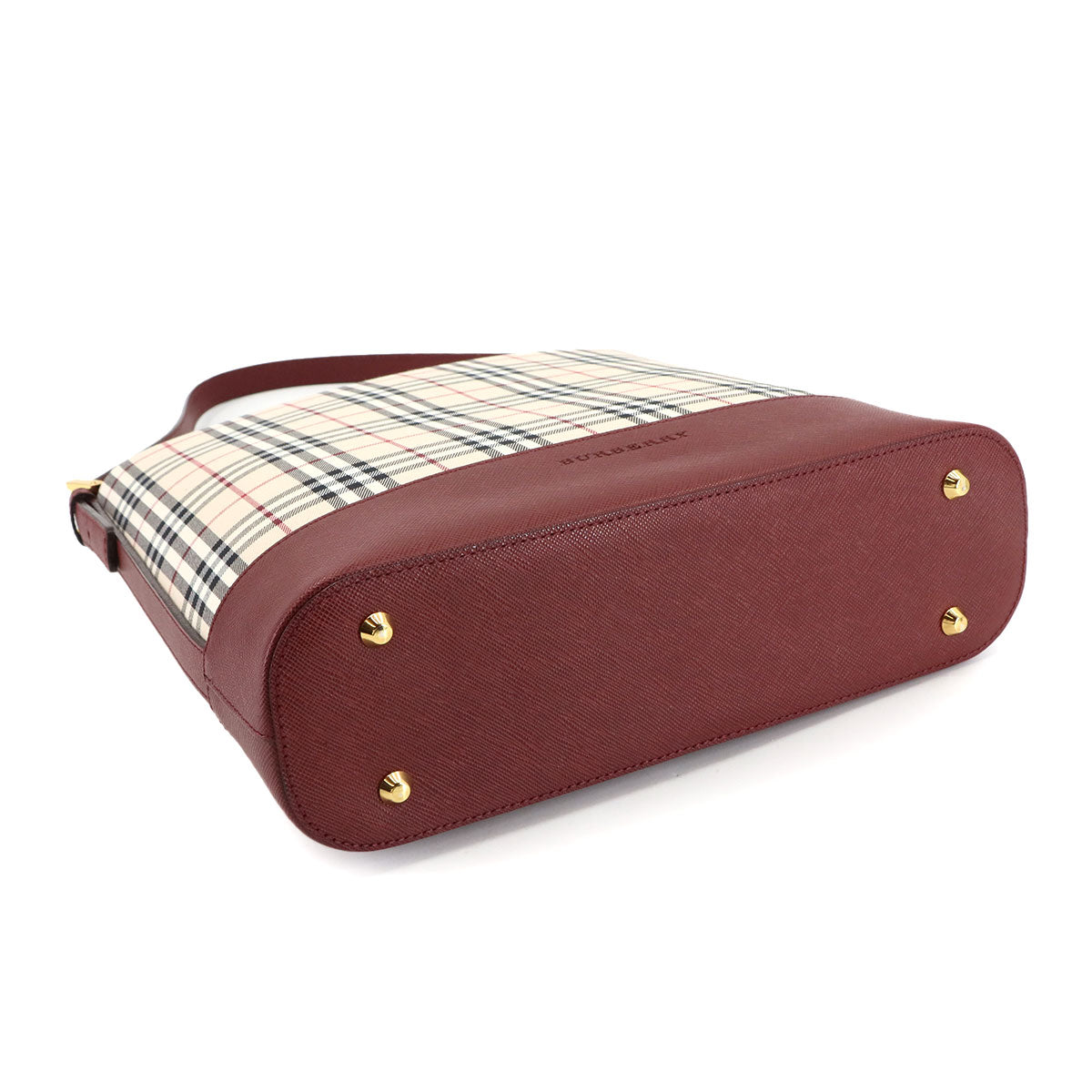 Shoulder Bag Canvas Leather Beige Red Plaid Purse