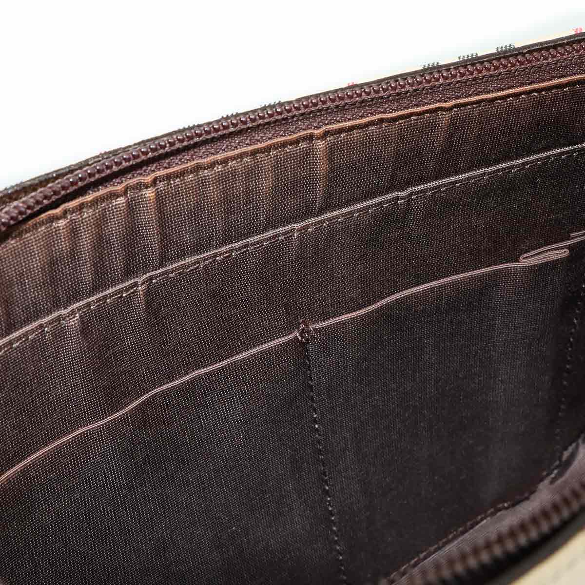 Plaid Shoulder Bag Canvas Leather Beige Brown Purse