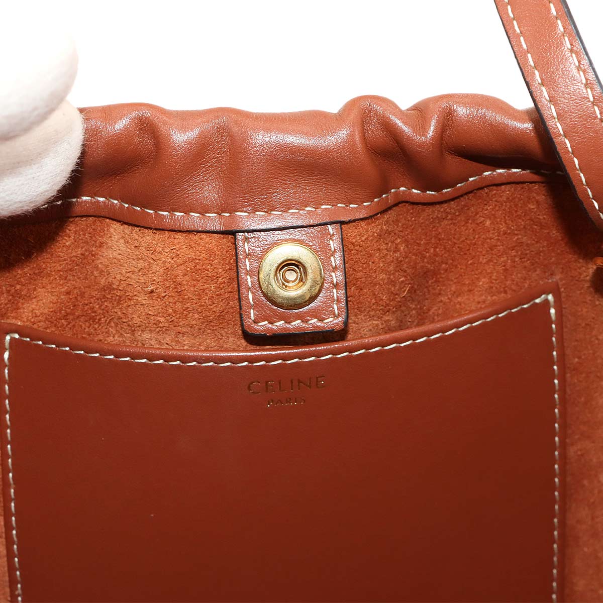 Small Cabas Drawstring CUIR Triomphe Hand Shoulder Bag 111013DU3