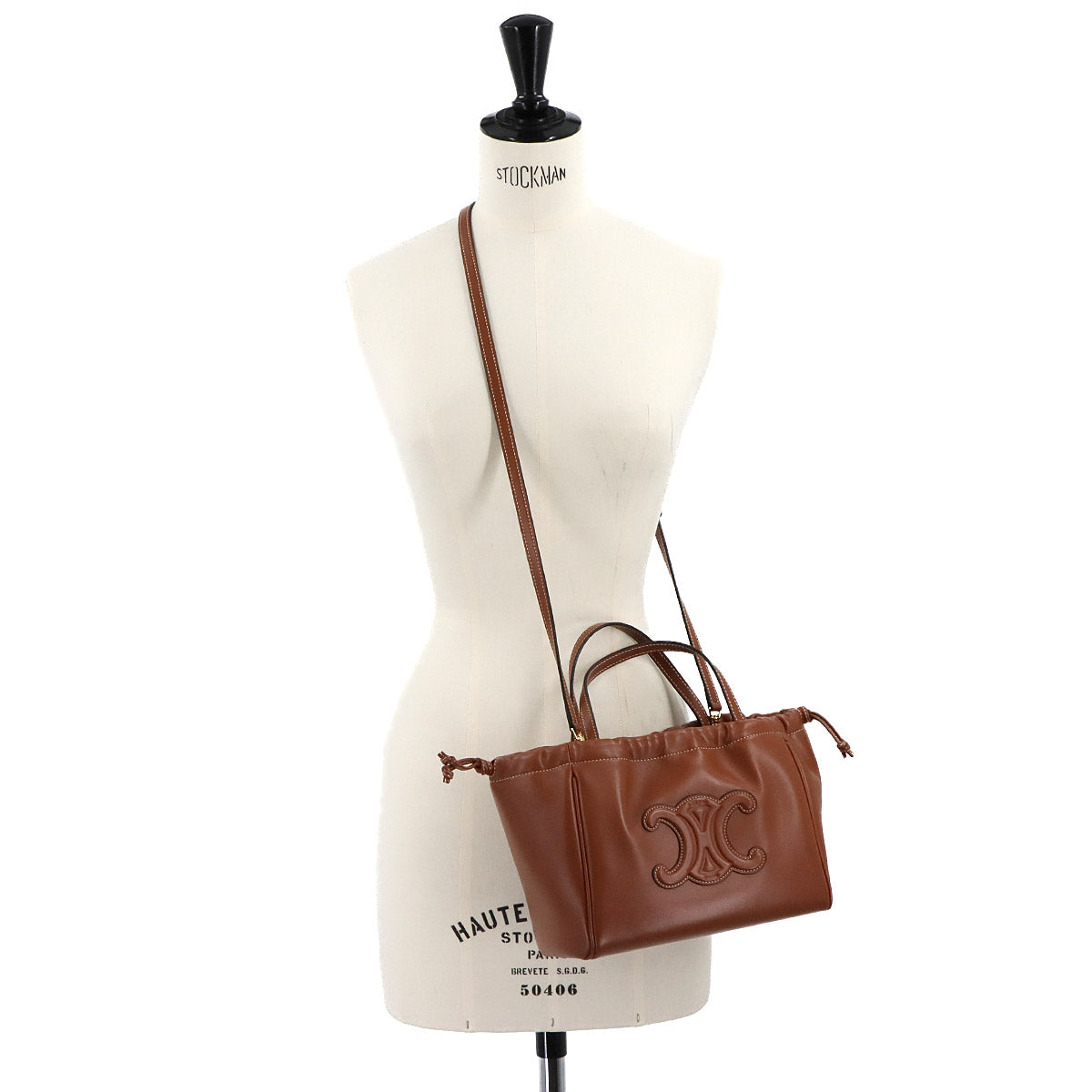 Small Cabas Drawstring CUIR Triomphe Hand Shoulder Bag 111013DU3