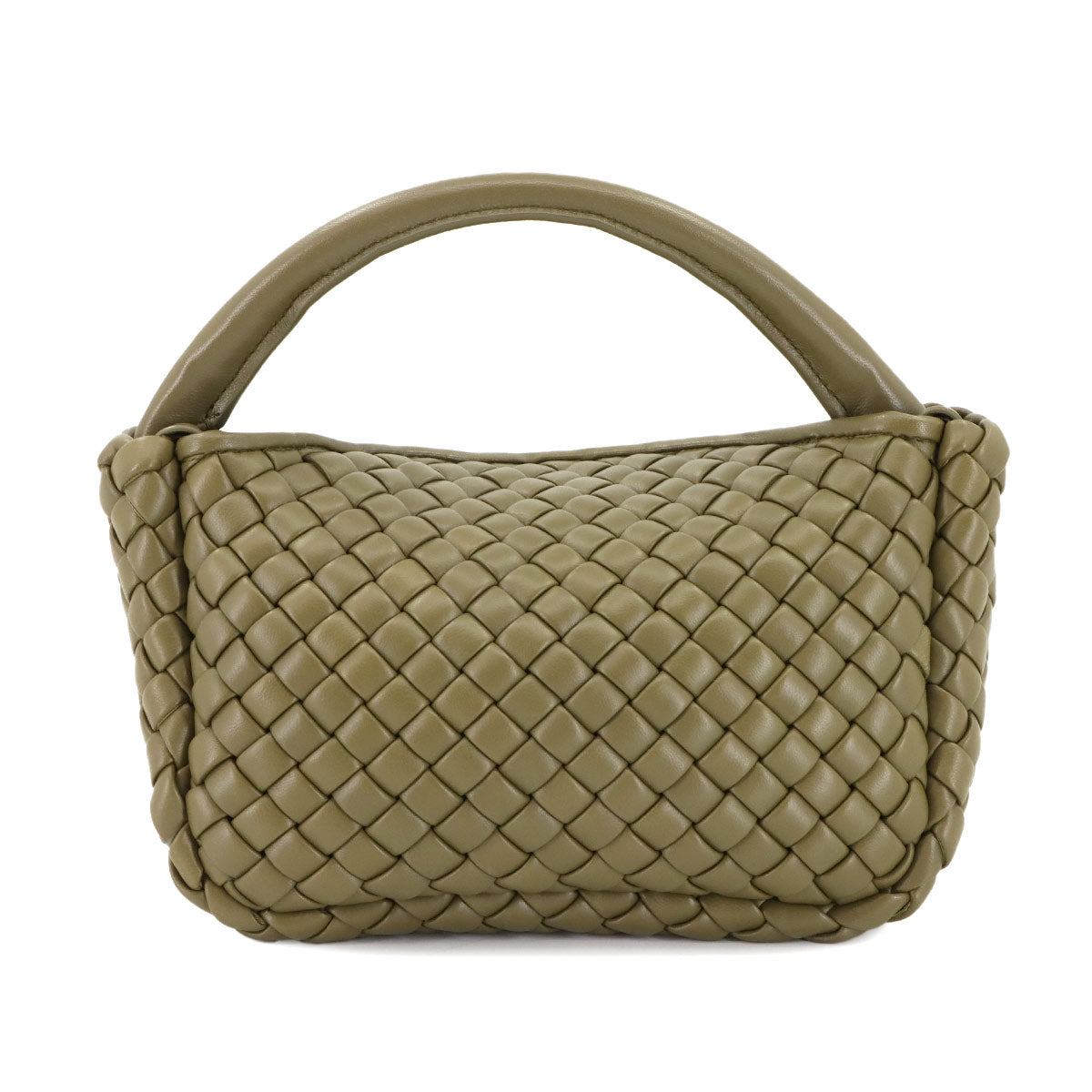 Intrecciato Small Cobble Hand Shoulder Bag Leather Green