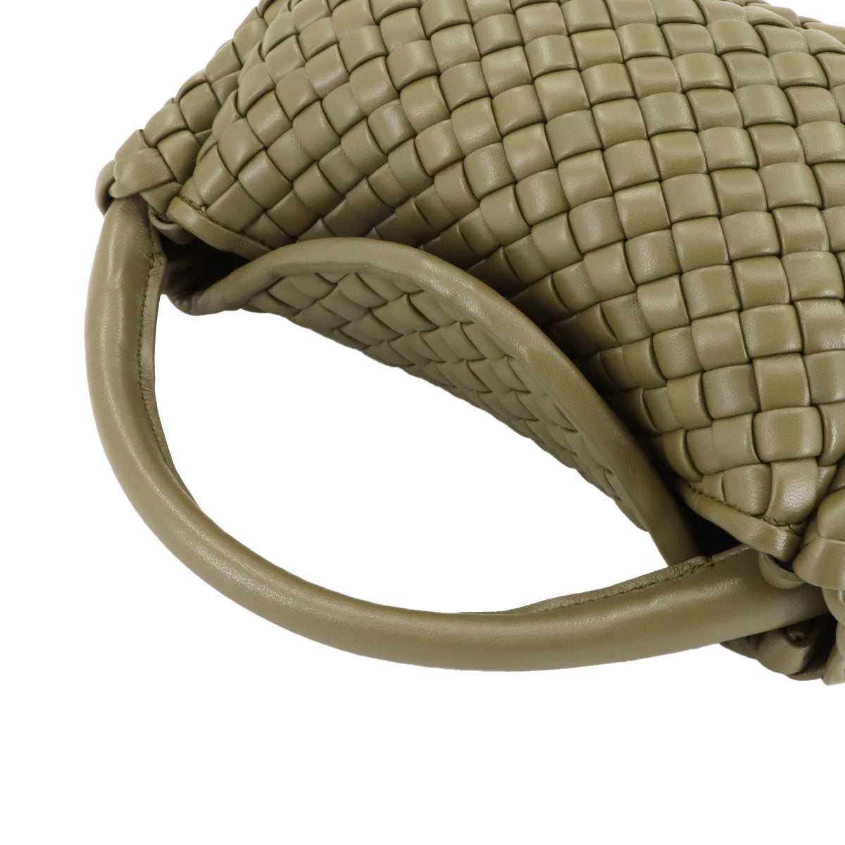 Intrecciato Small Cobble Hand Shoulder Bag Leather Green