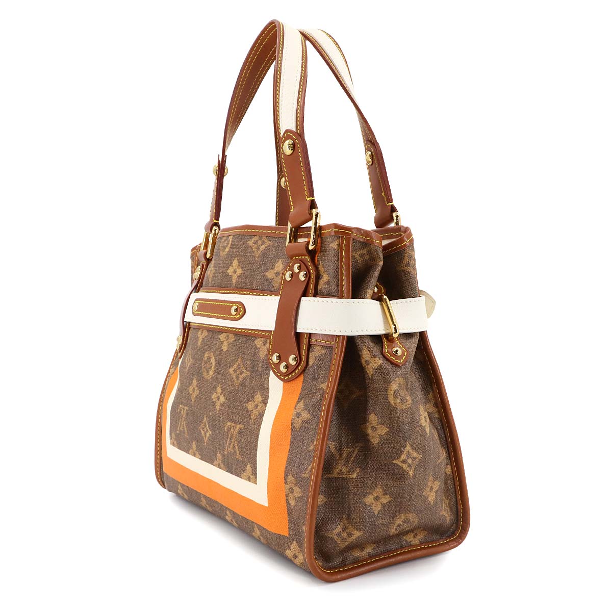 Monogram Tisse Sac Rayures PM Tote Bag Maron M56386