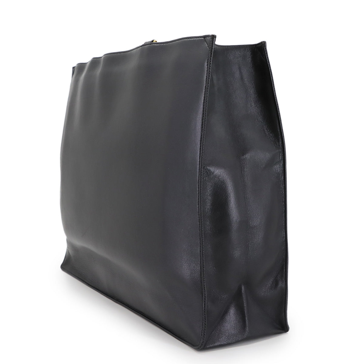 Coco Logos Chain Tote Bag Leather Black Vintage Purse