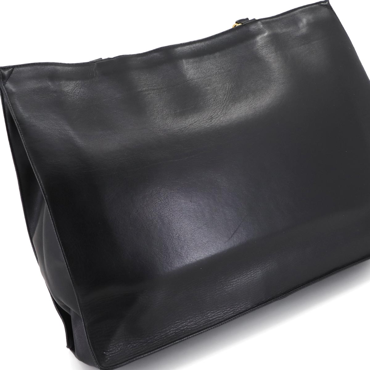 Coco Logos Chain Tote Bag Leather Black Vintage Purse