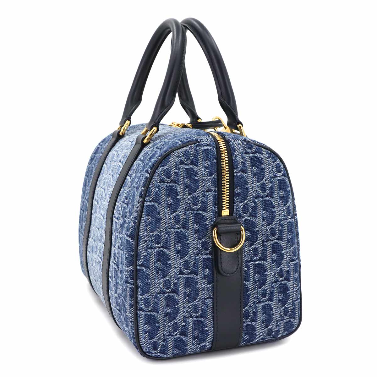 Oblique Groove 25 Medium Hand Shoulder Bag Denim Blue