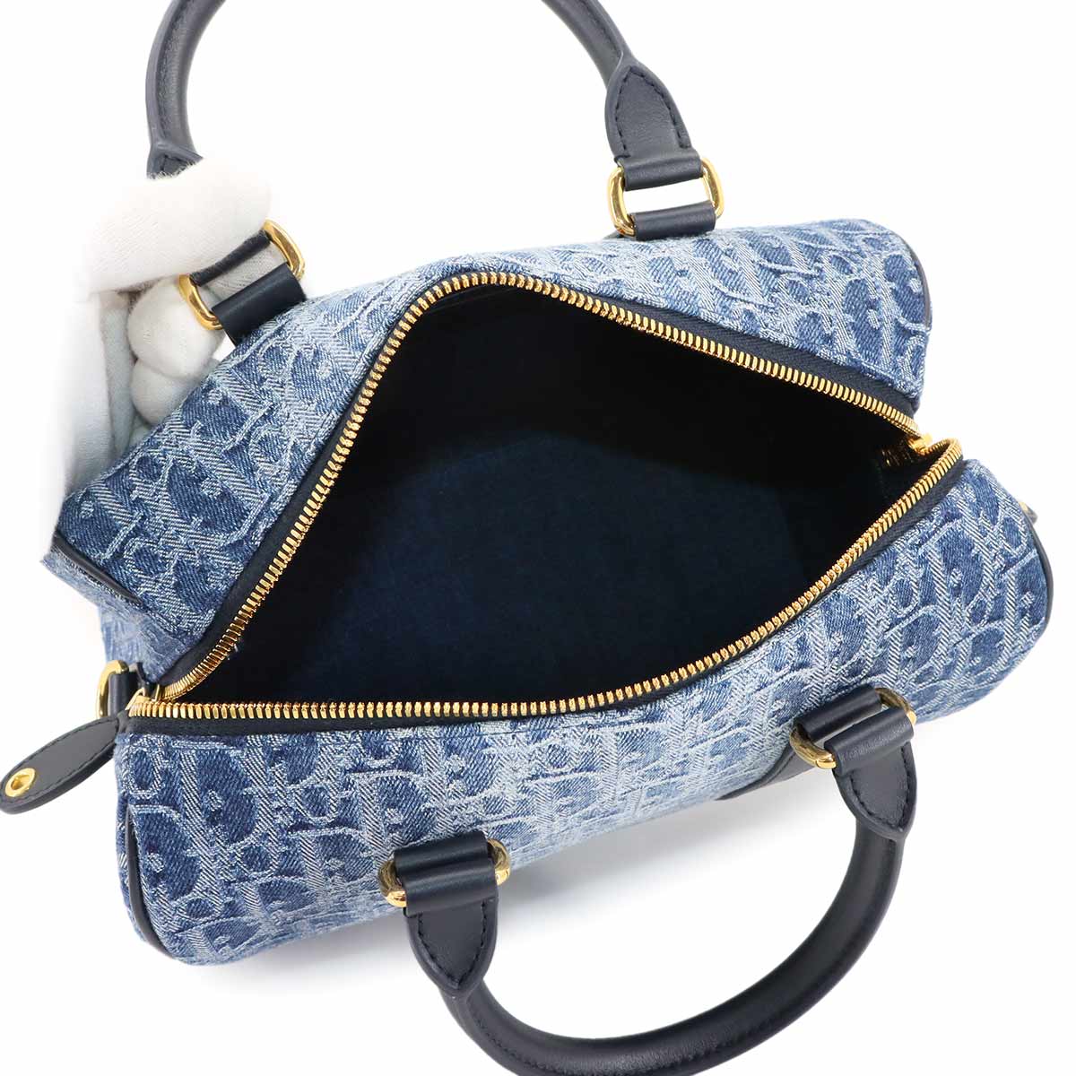 Oblique Groove 25 Medium Hand Shoulder Bag Denim Blue