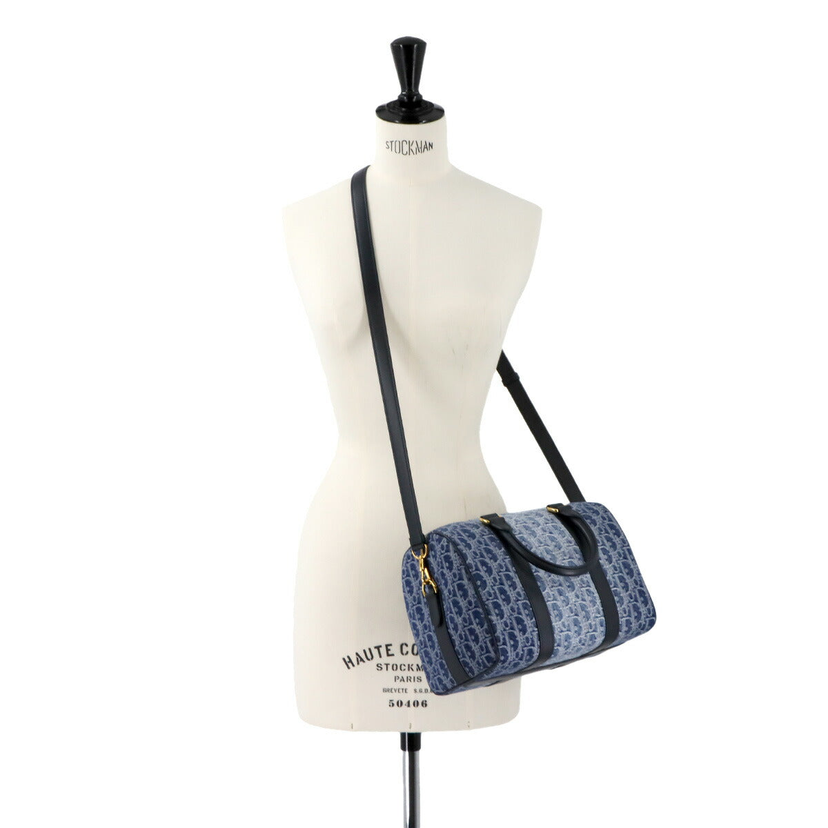 Oblique Groove 25 Medium Hand Shoulder Bag Denim Blue