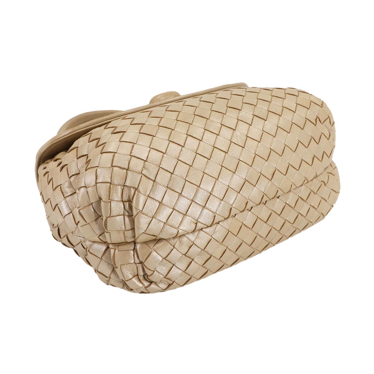 Intrecciato Hand Shoulder Bag Lether Gold Purse