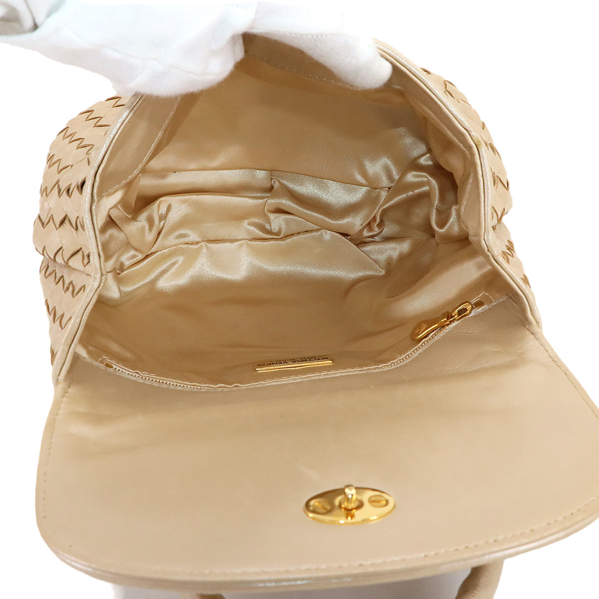 Intrecciato Hand Shoulder Bag Lether Gold Purse