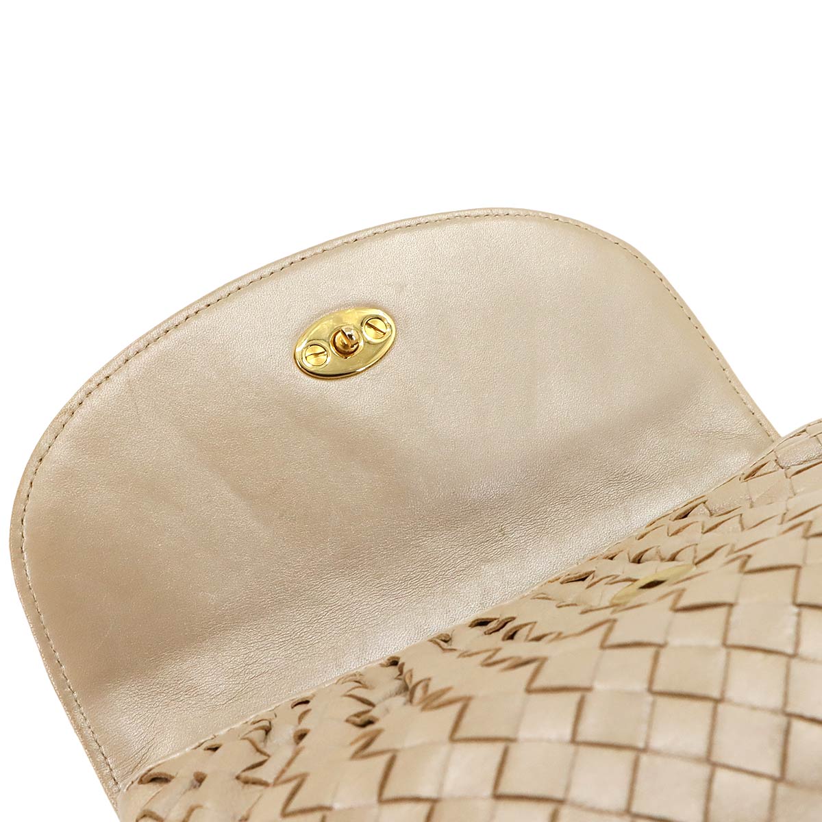 Intrecciato Hand Shoulder Bag Lether Gold Purse