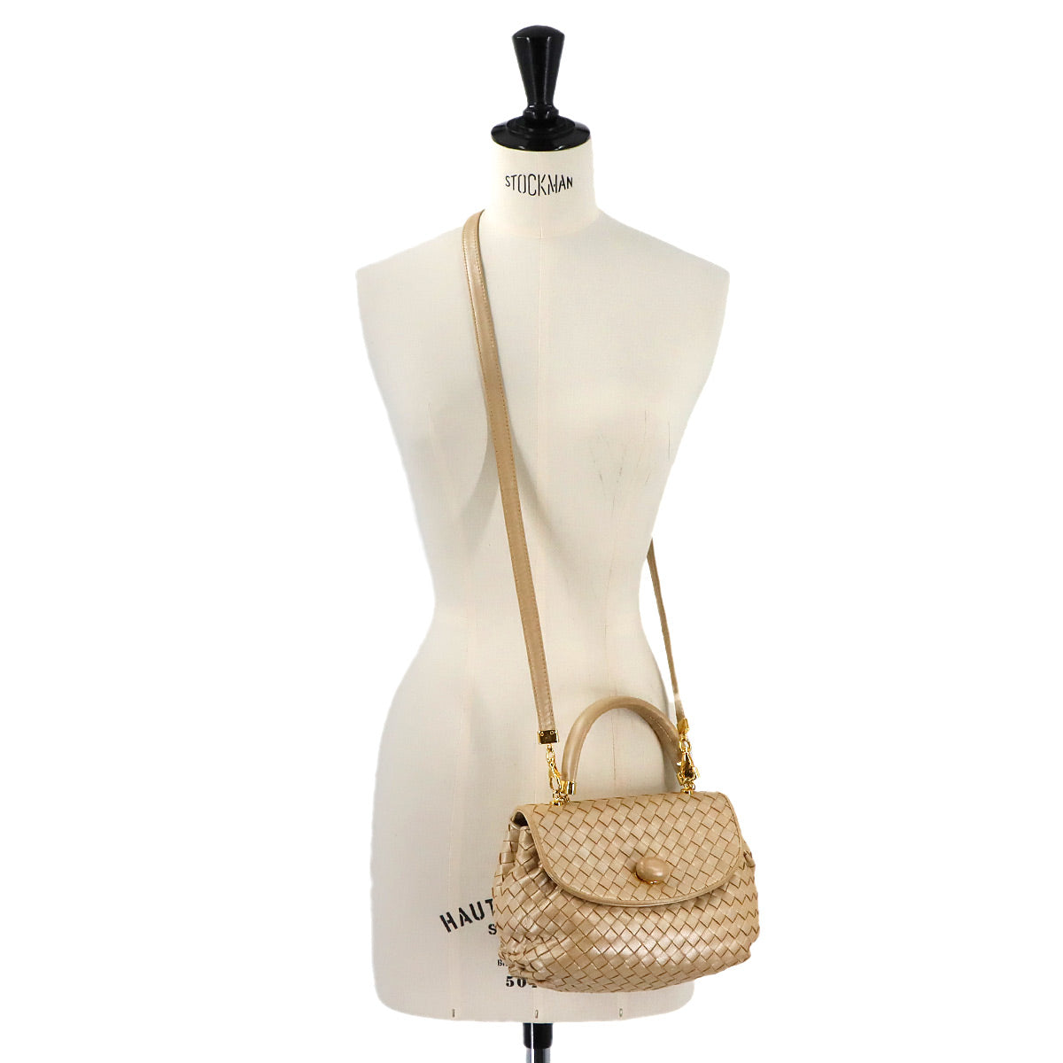 Intrecciato Hand Shoulder Bag Lether Gold Purse