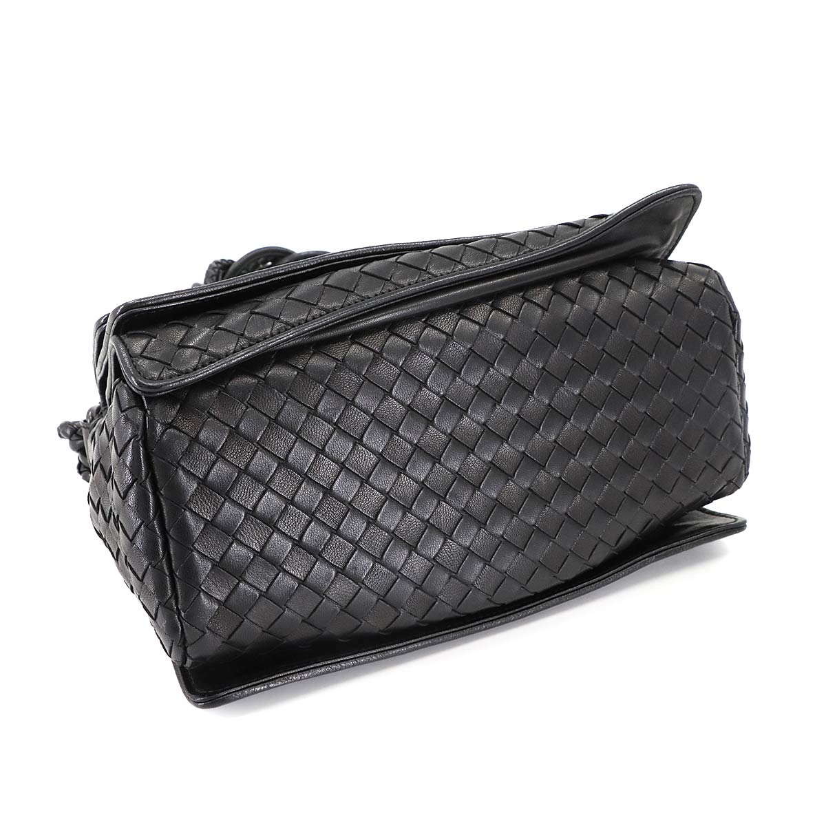 Intrecciato Shoulder Bag Leather Black 145555 Purse