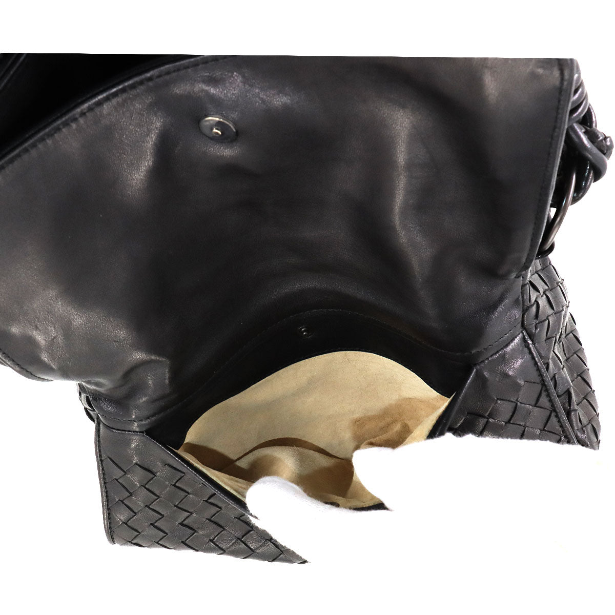 Intrecciato Shoulder Bag Leather Black 145555 Purse