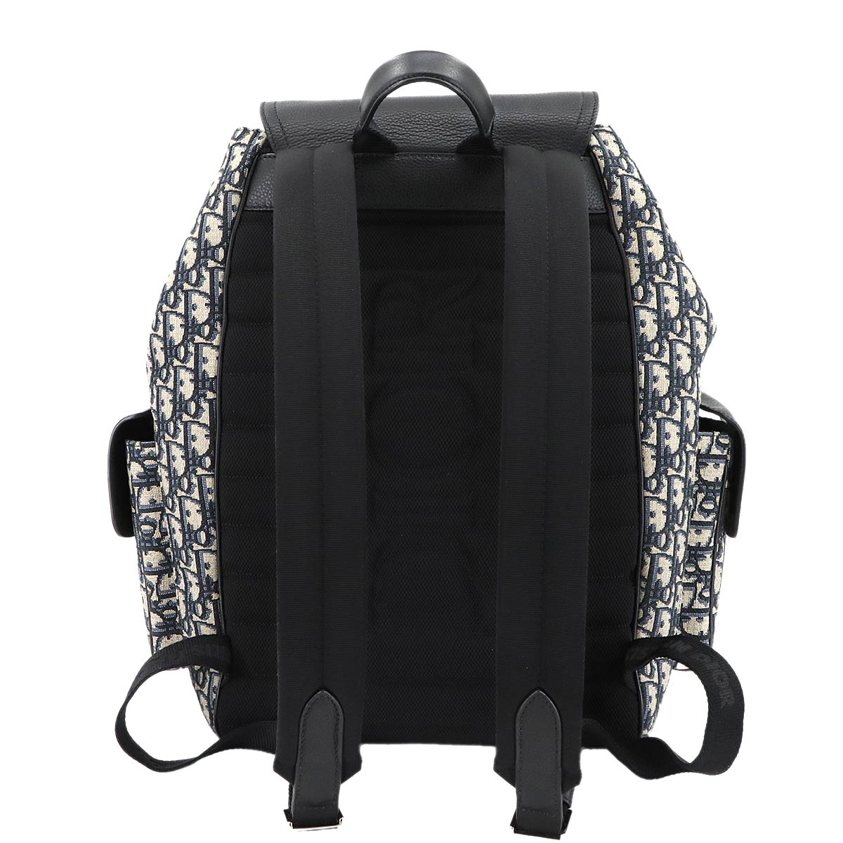 Oblique Backpack Canvas Leather Navy Black Purse