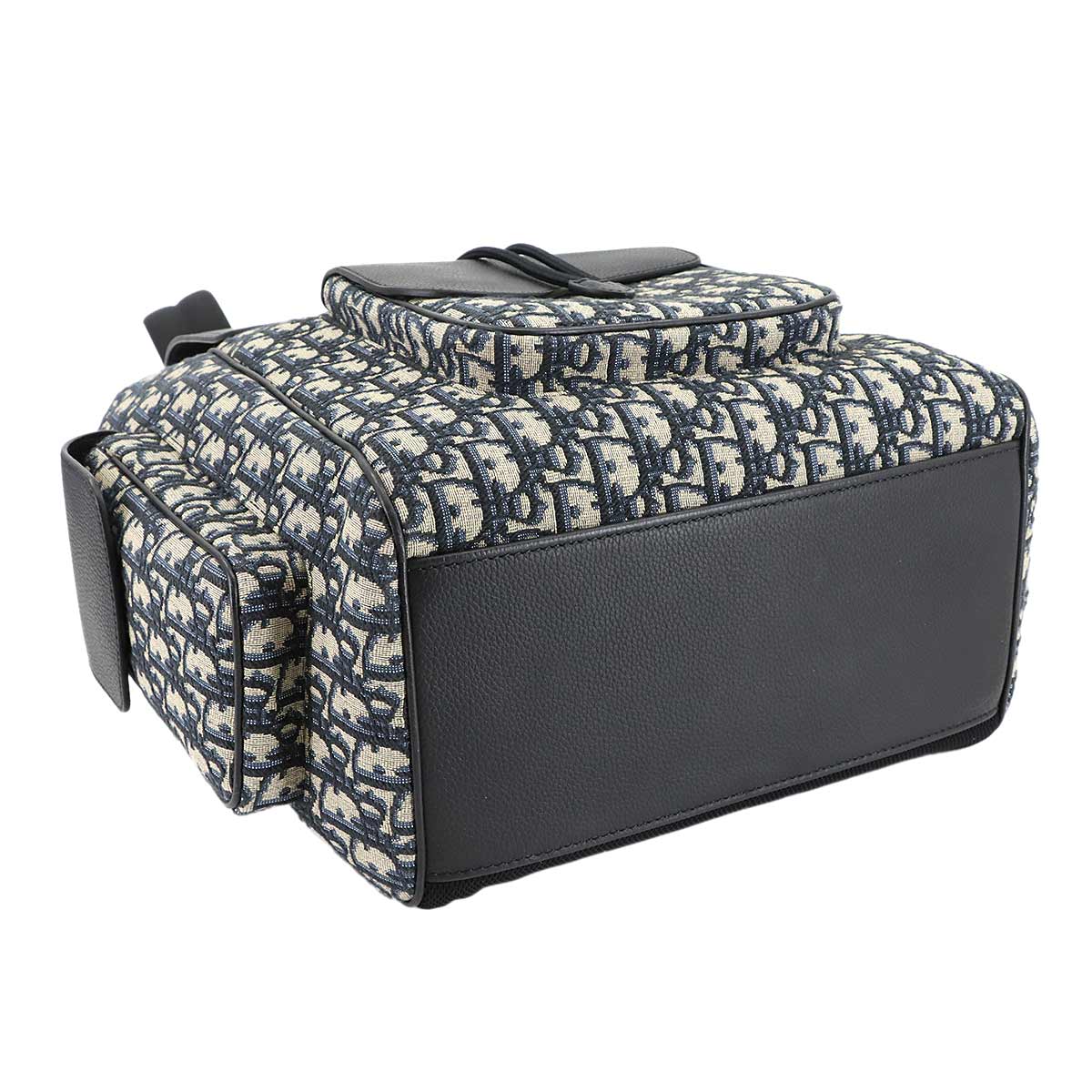 Oblique Backpack Canvas Leather Navy Black Purse