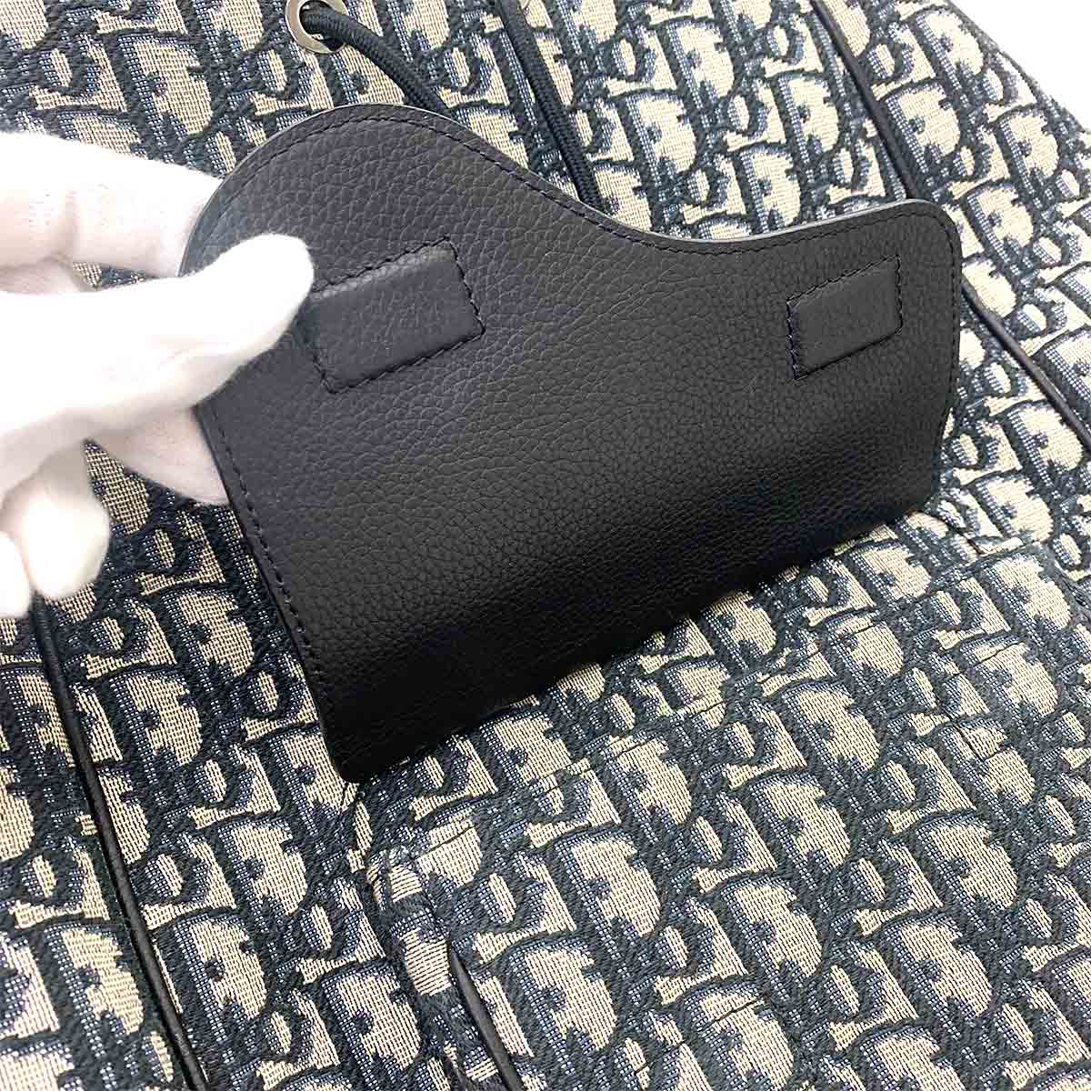 Oblique Backpack Canvas Leather Navy Black Purse