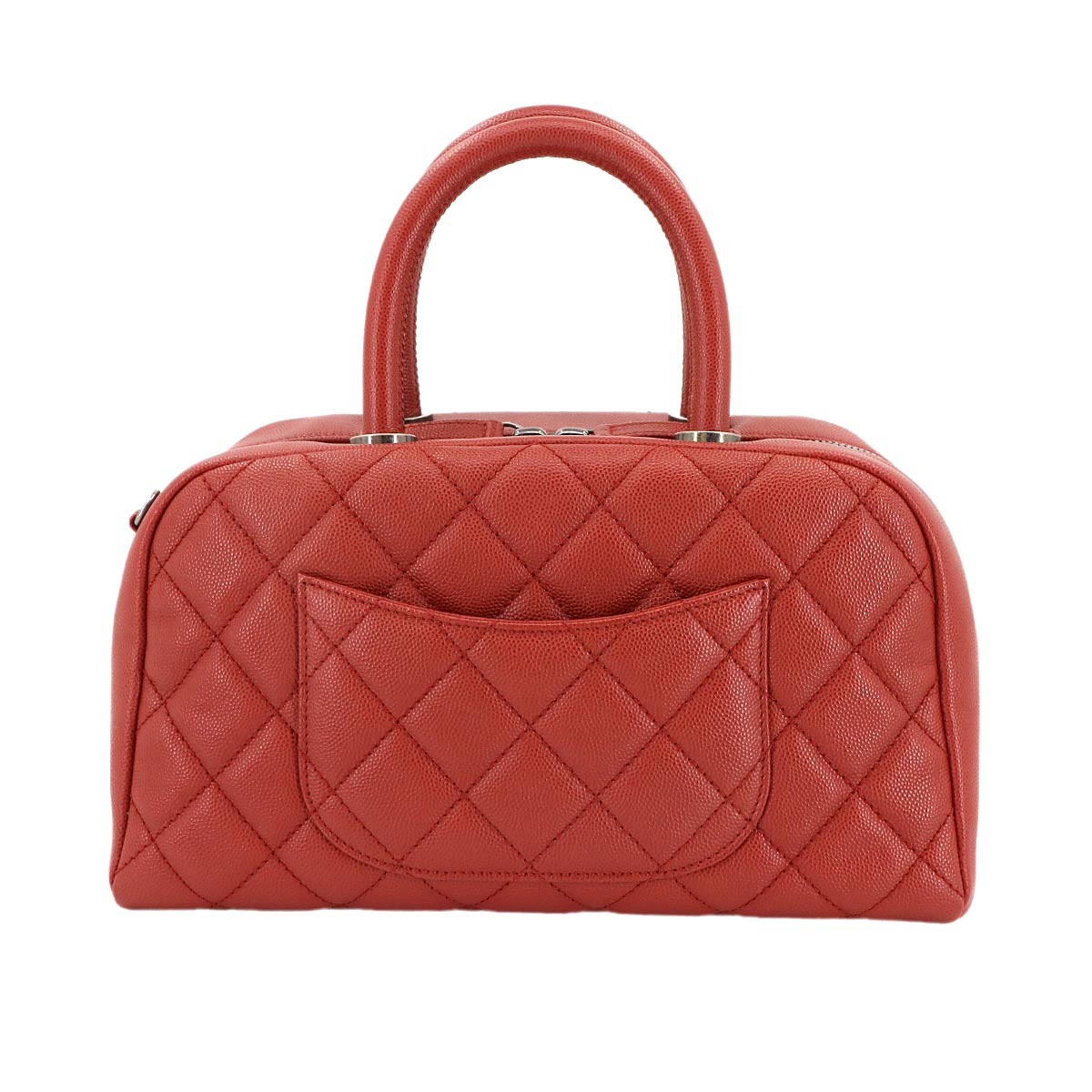 Matelasse Mini Boston Hand Shoulder Bag Leather Red Purse