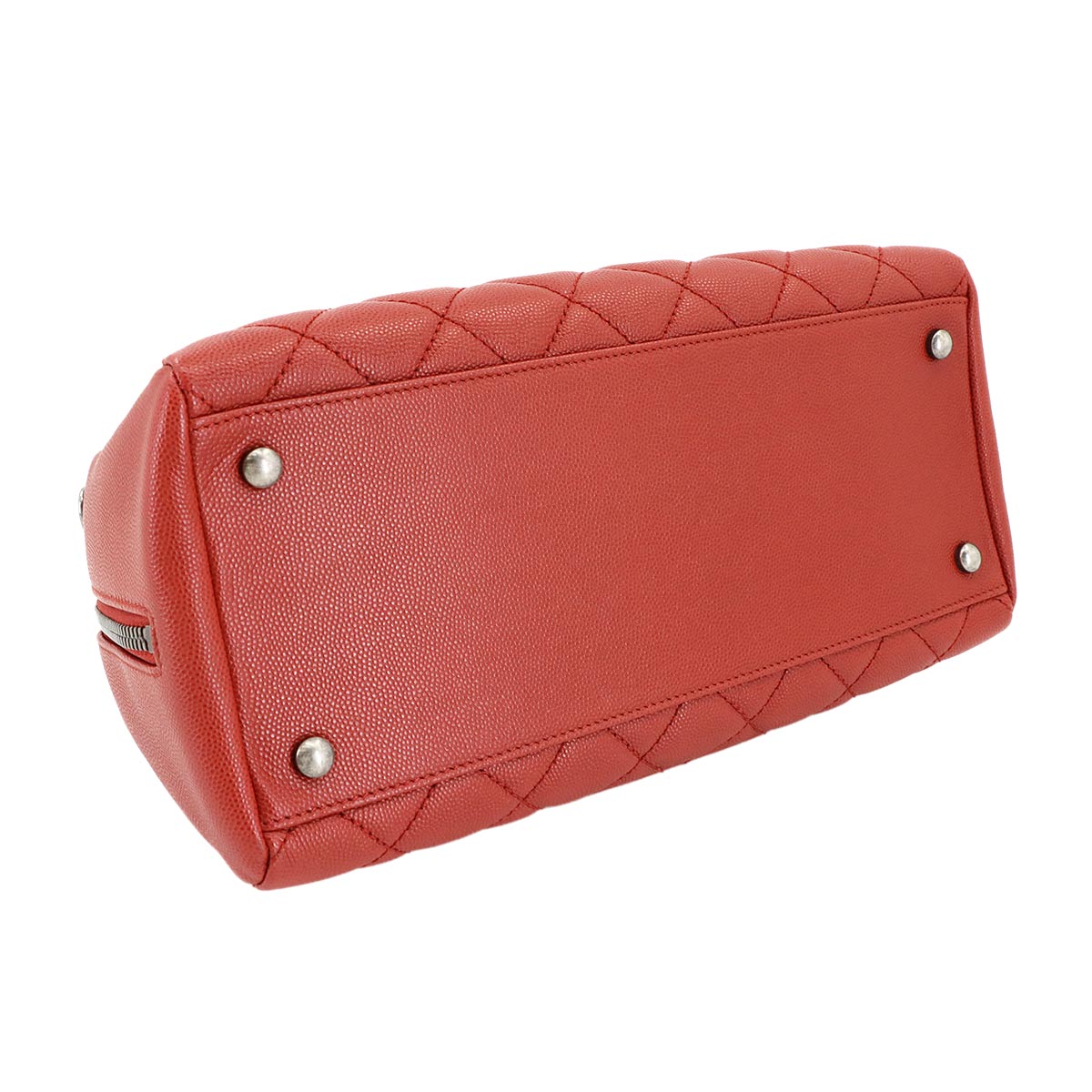 Matelasse Mini Boston Hand Shoulder Bag Leather Red Purse