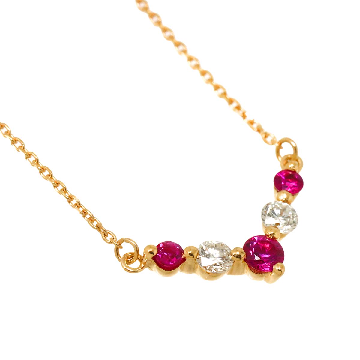 Ruby 0.32ct Diamond 0.20ct Necklace 18K 18K Yellow Gold 750