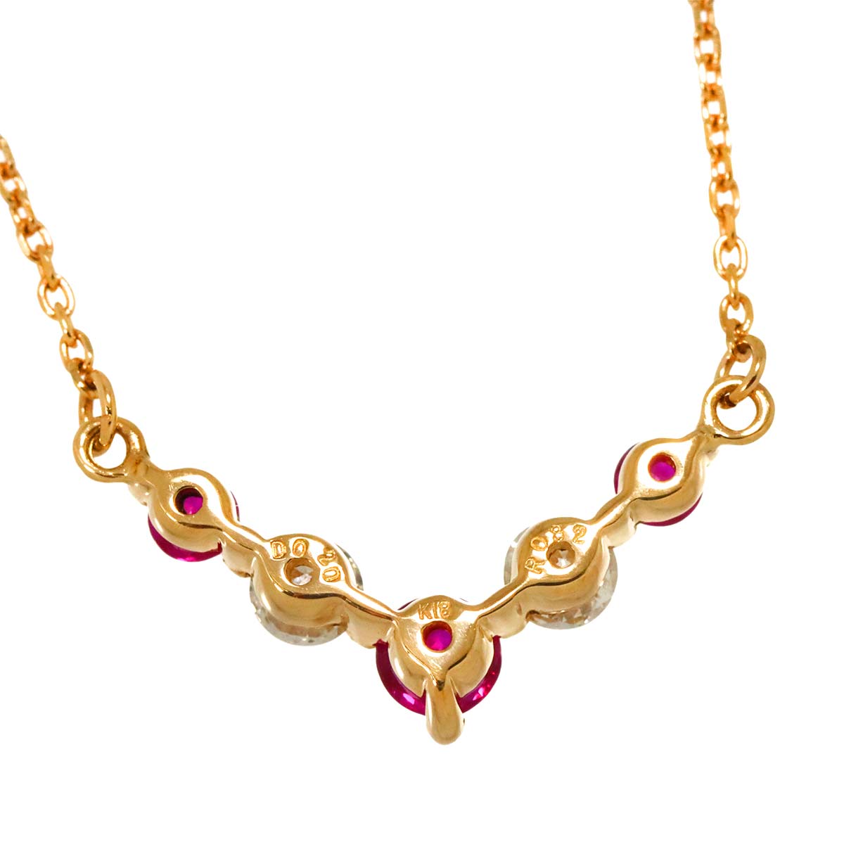 Ruby 0.32ct Diamond 0.20ct Necklace 18K 18K Yellow Gold 750