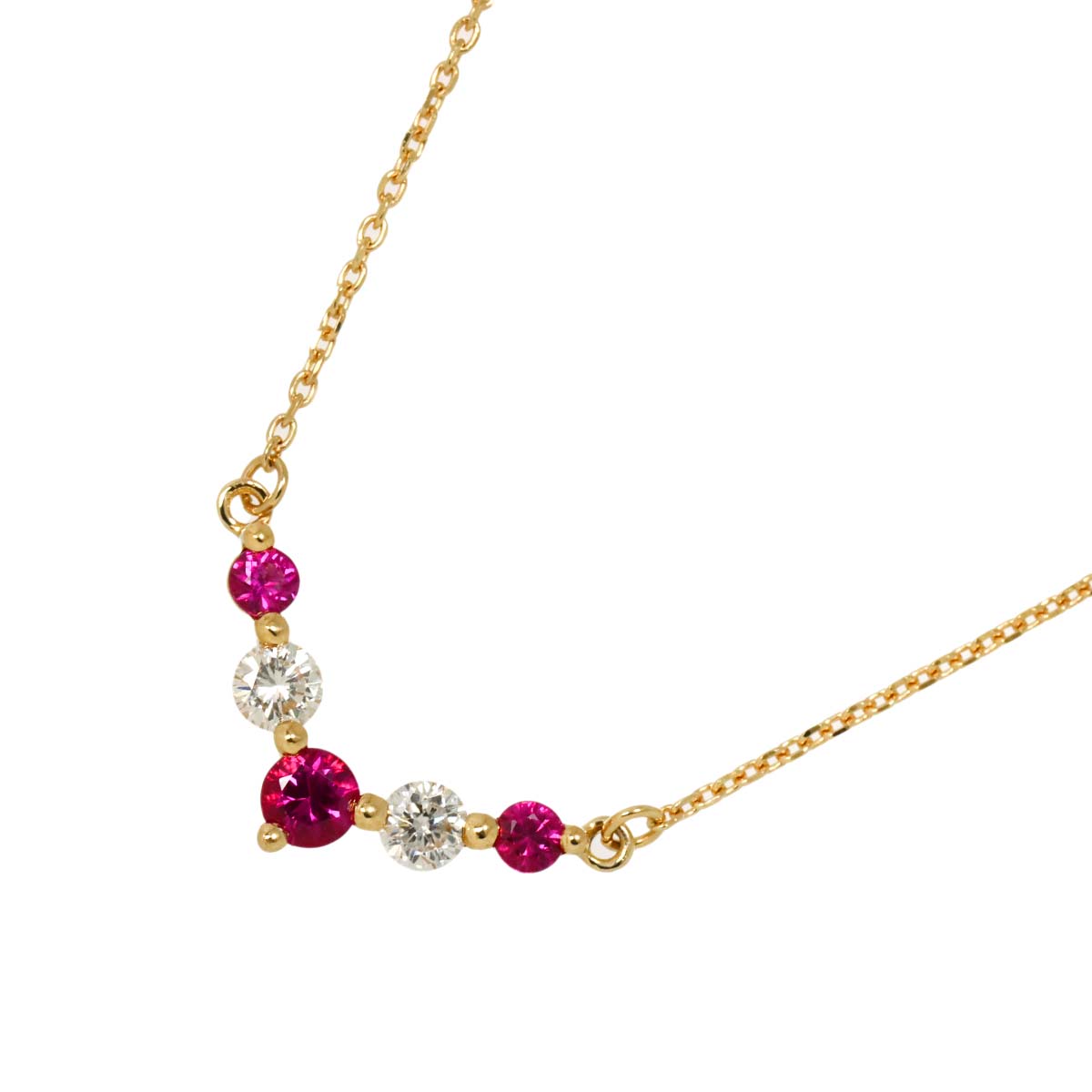 Ruby 0.32ct Diamond 0.20ct Necklace 18K 18K Yellow Gold 750