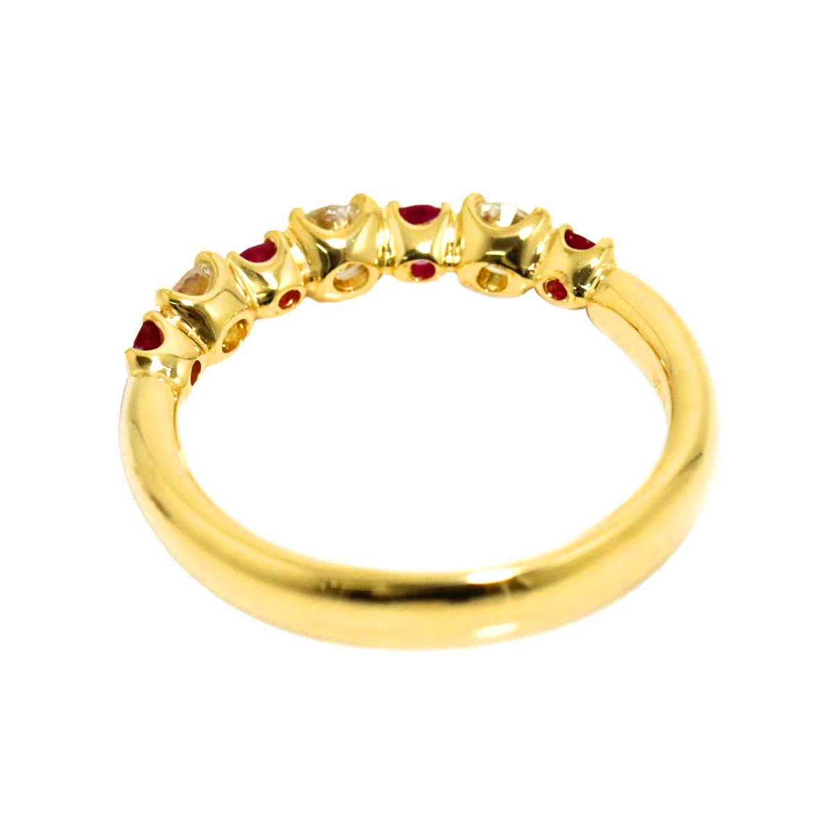 Ruby 0.35ct Diamond 0.45ct Ring 18K Yellow Gold 750 5.75-6(US)