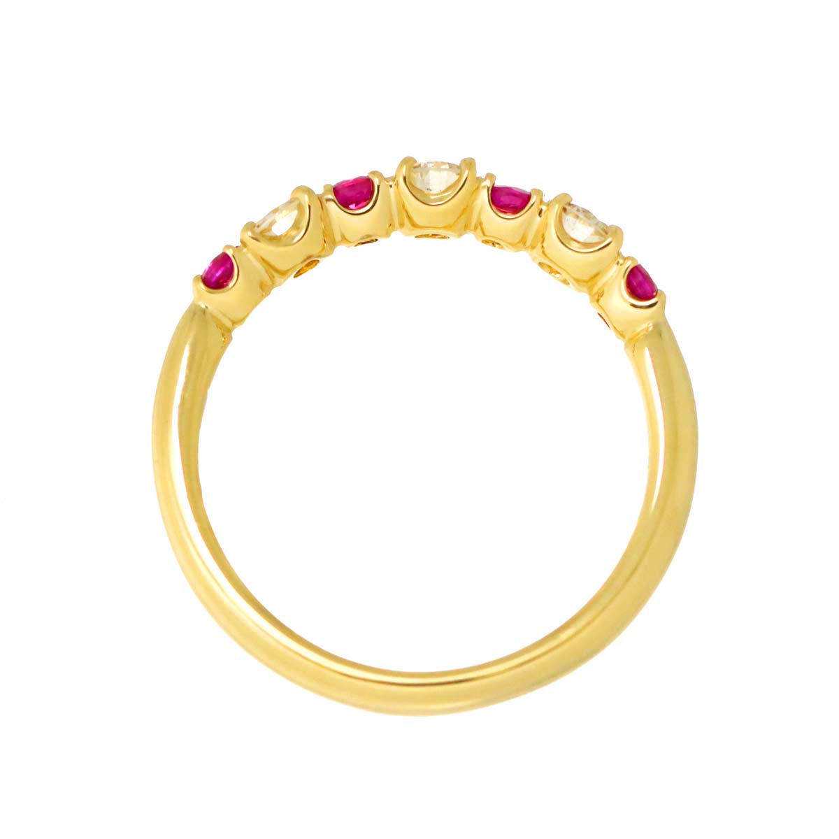 Ruby 0.35ct Diamond 0.45ct Ring 18K Yellow Gold 750 5.75-6(US)