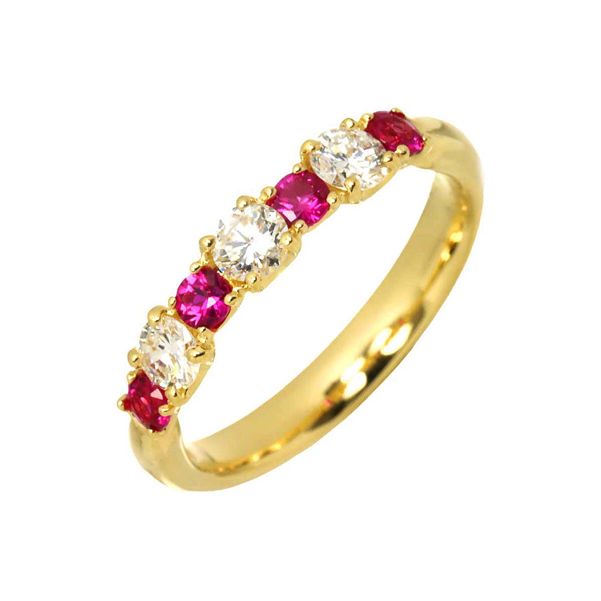 Ruby 0.35ct Diamond 0.45ct Ring 18K Yellow Gold 750 5.75-6(US)