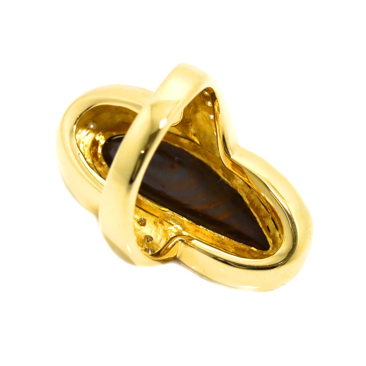 BlackOpal 4.68ct Diamond 0.30ct Ring 18K YG Yellow Gold 750 6(US)