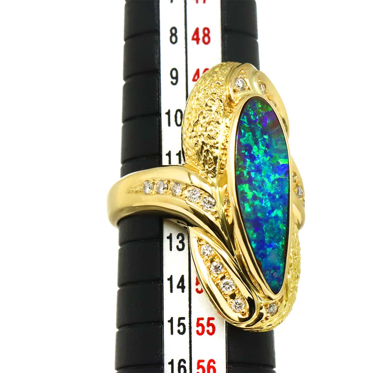 BlackOpal 4.68ct Diamond 0.30ct Ring 18K YG Yellow Gold 750 6(US)
