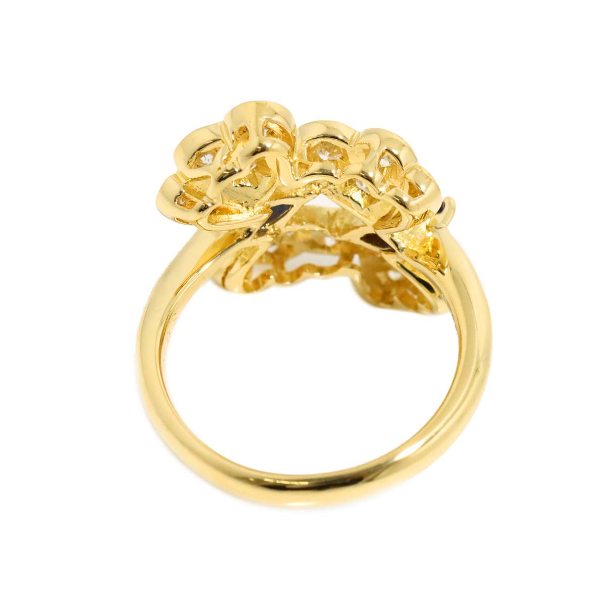 Sapphire 0.73ct Diamond 0.67ct Ring 18K K18 YG Yellow Gold size7.25(US)