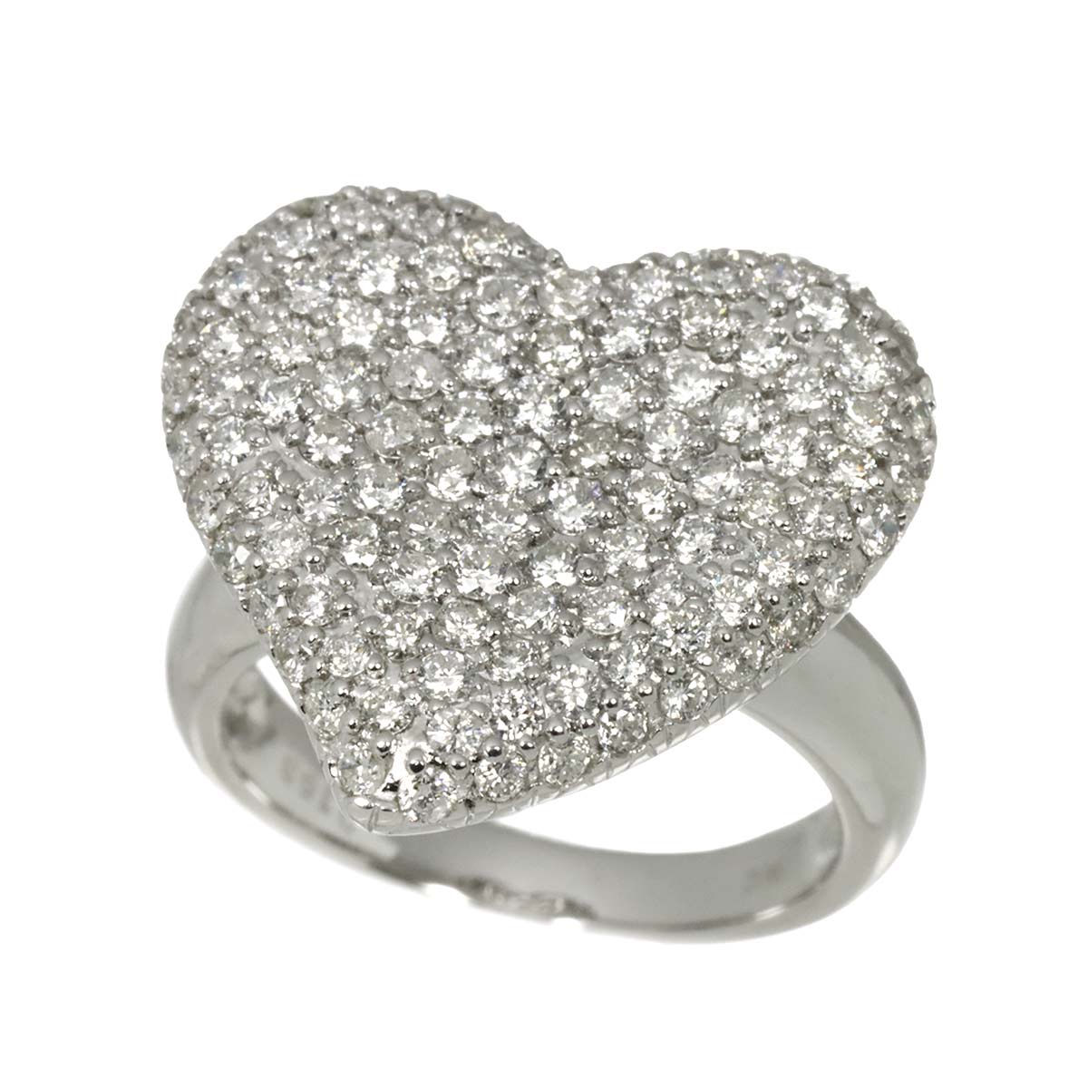 Diamond 1.63ct Ring 18K K18 WG White Gold size6(US)