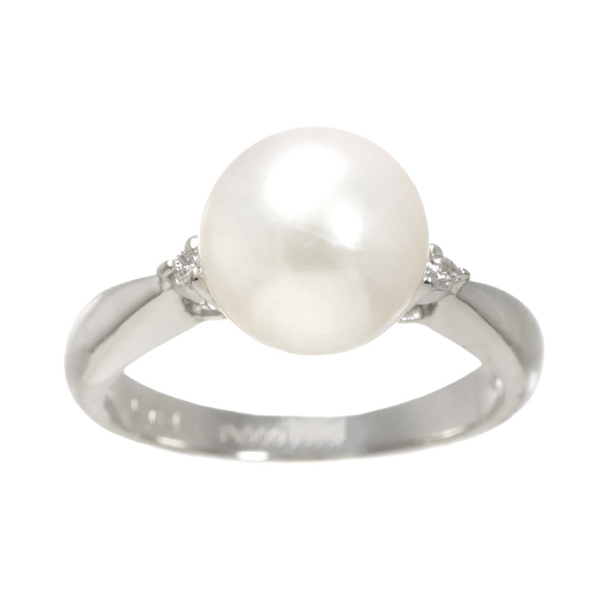 Akoya Pearl 9.1mm Diamond 0.04ct Ring Pt Platinum Size5-5.25(US)
