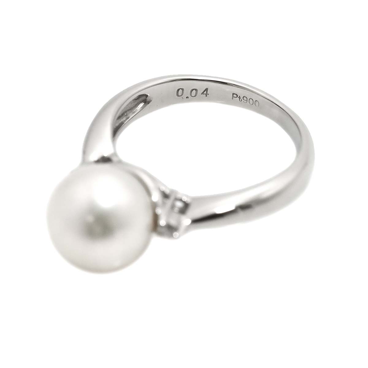 Akoya Pearl 9.1mm Diamond 0.04ct Ring Pt Platinum Size5-5.25(US)