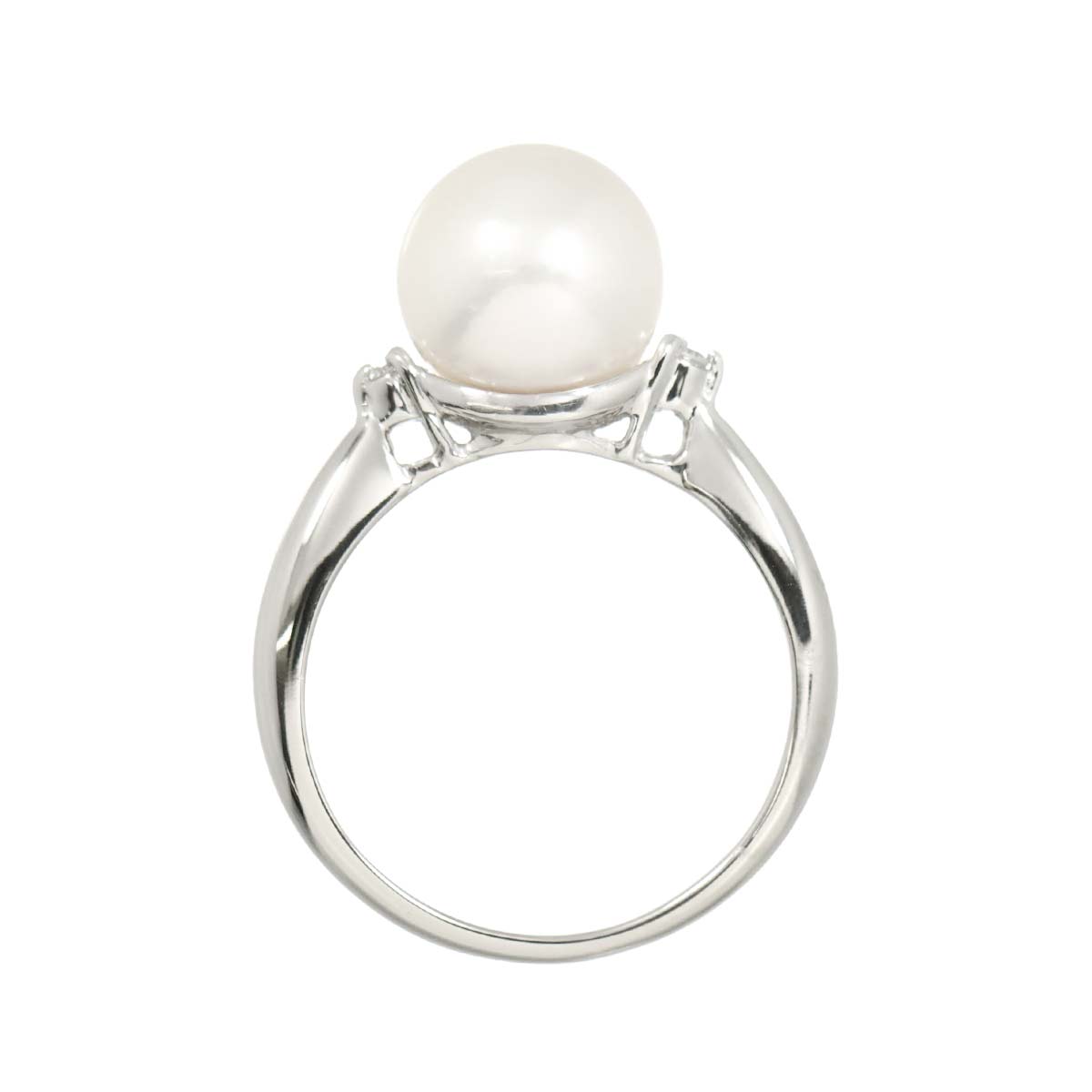 Akoya Pearl 9.1mm Diamond 0.04ct Ring Pt Platinum Size5-5.25(US)