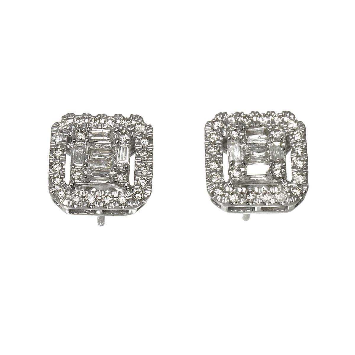 Diamond 0.20ct/0.20ct Earrings Pierced 18K K18 WG 750