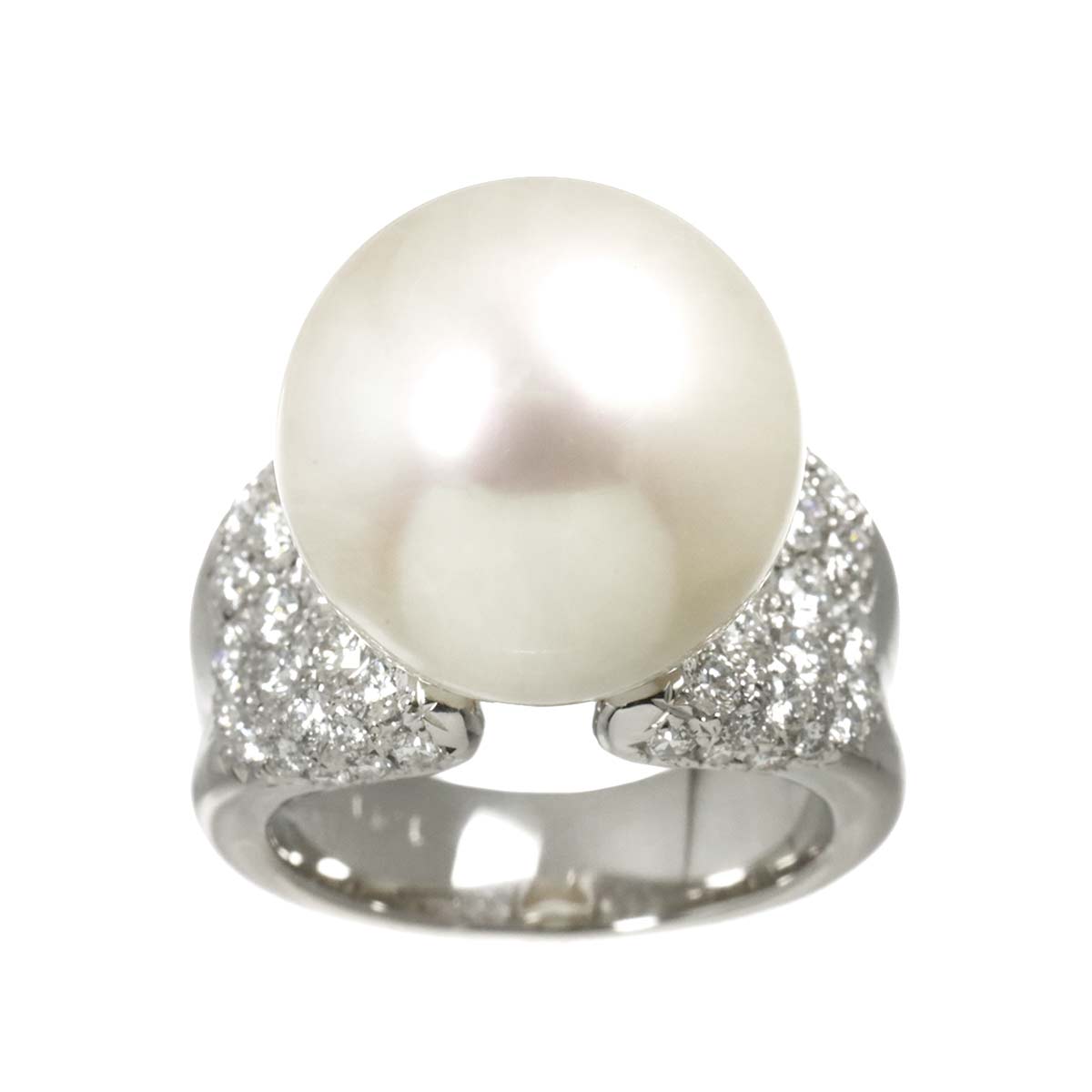 South Sea pearl 15.7mm Diamond 1.41ct Ring Pt Platinum 6.25-6.5(US)