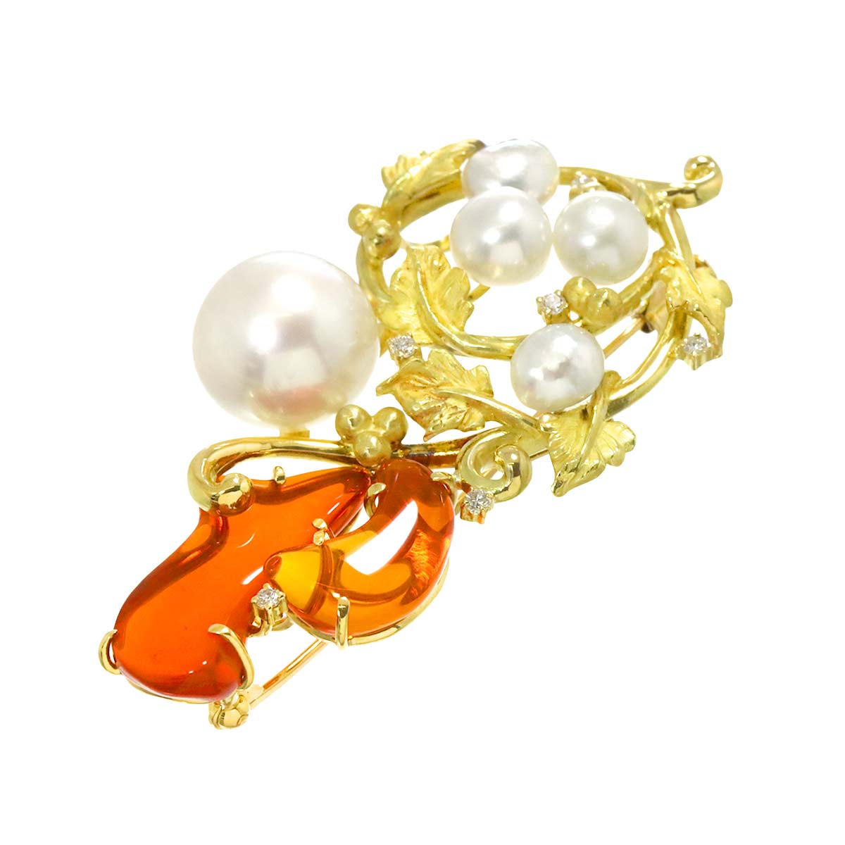 Opal 7.37ct Diamond 0.14ct Multi Stone Brooch 18K YG