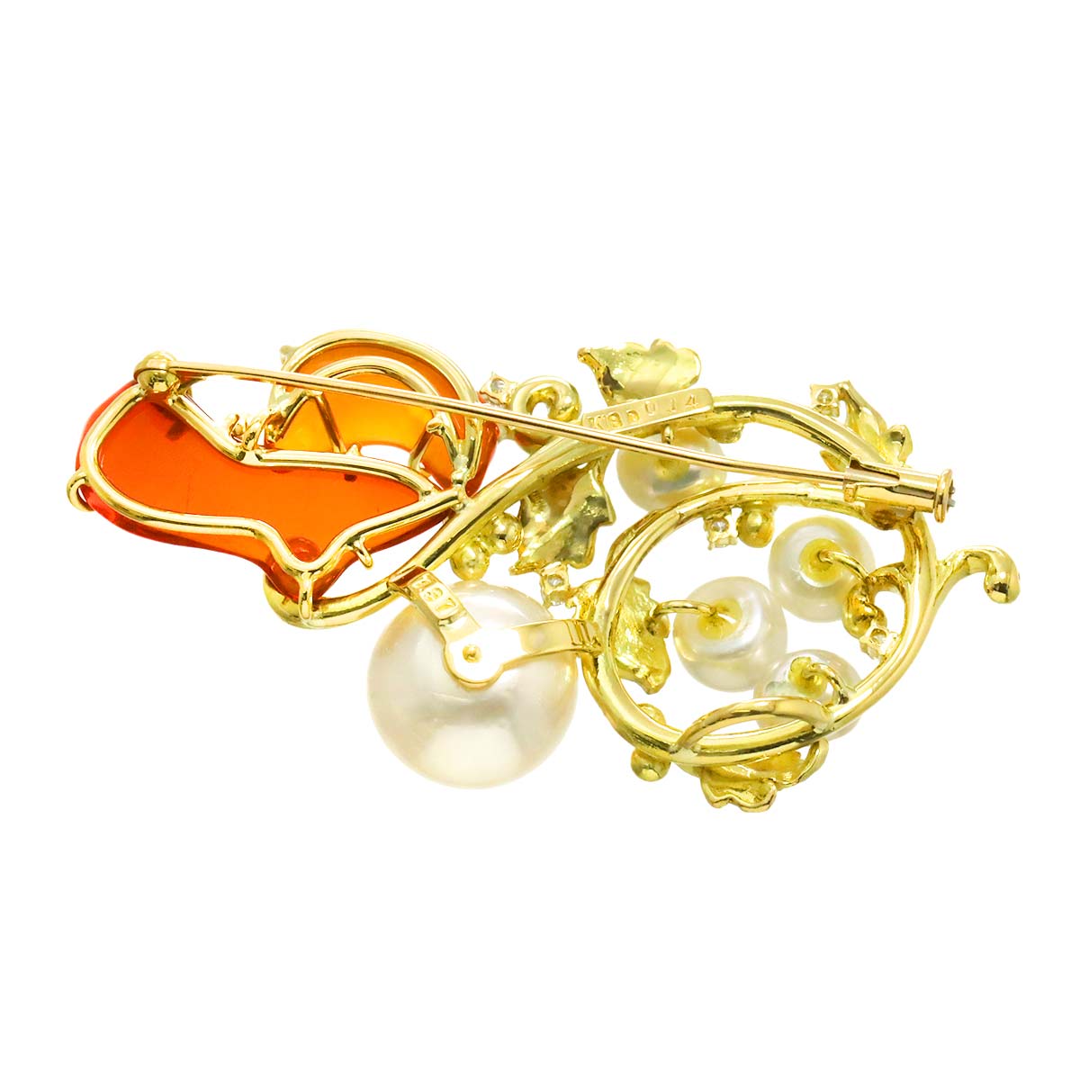 Opal 7.37ct Diamond 0.14ct Multi Stone Brooch 18K YG