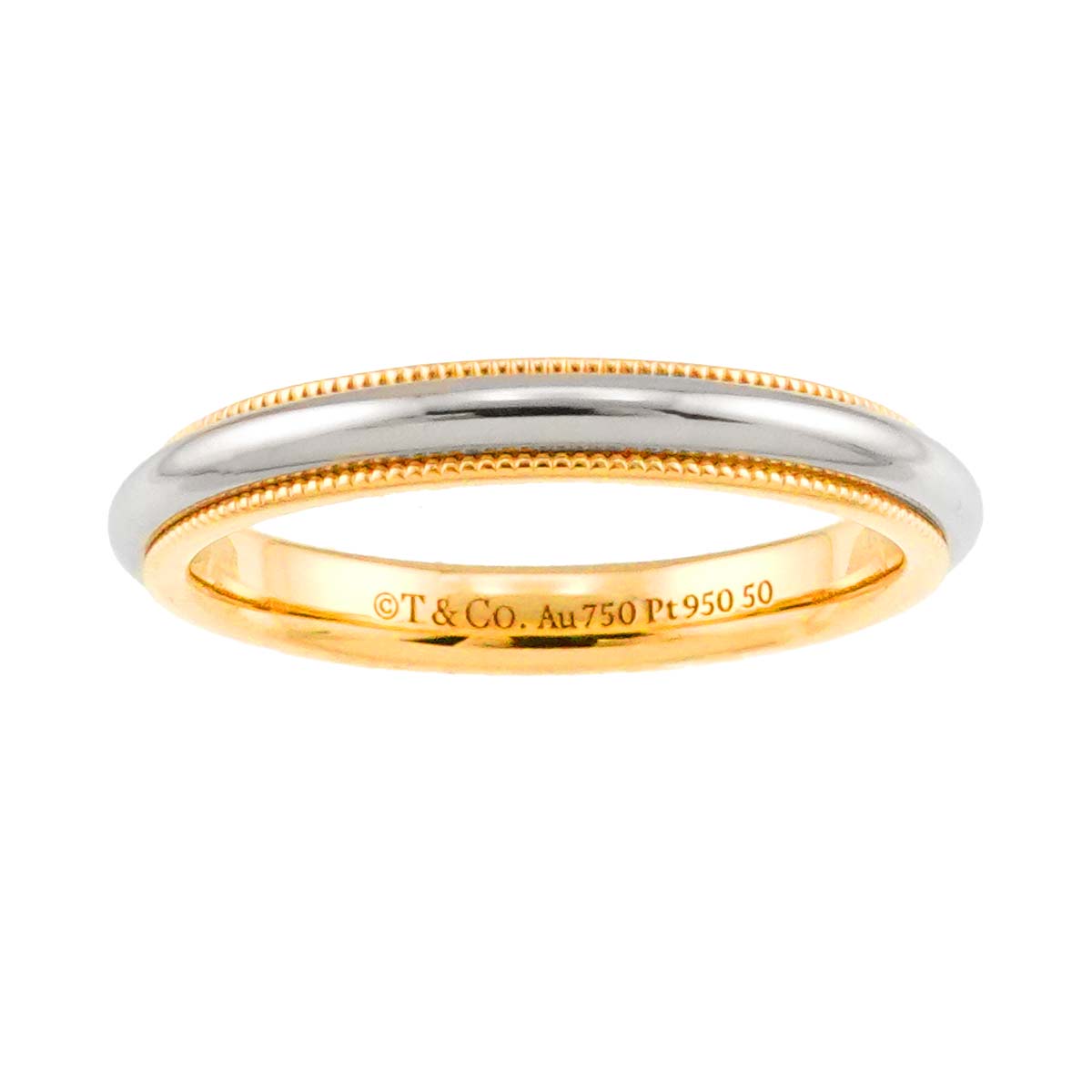 Milgrain Band Ring 18K 750 YG Pt Platinum Size6.25-6.5(US)
