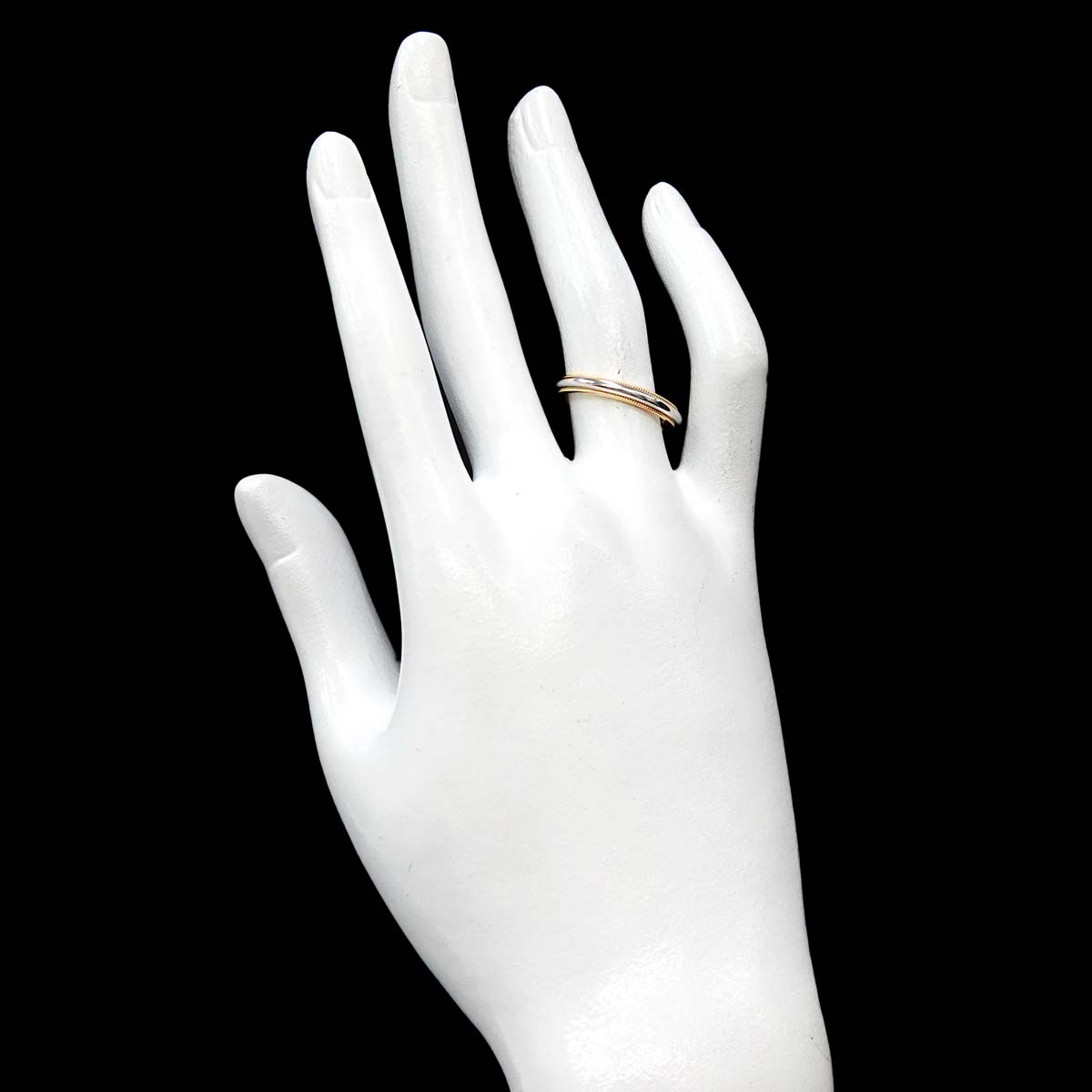 Milgrain Band Ring 18K 750 YG Pt Platinum Size6.25-6.5(US)