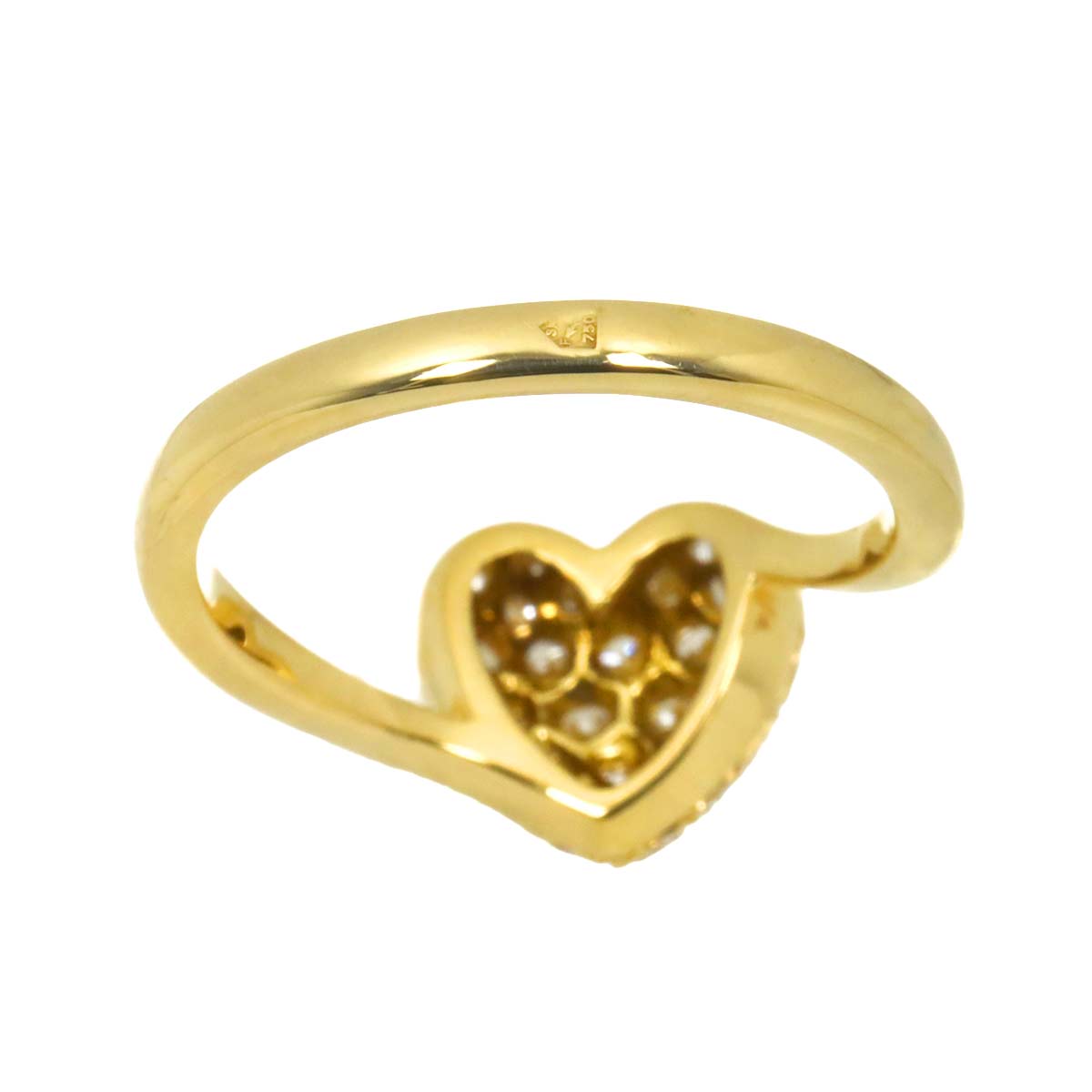 Heart Shape Pave Diamond Ring 18K YG 750 size52 5.75-6(US)