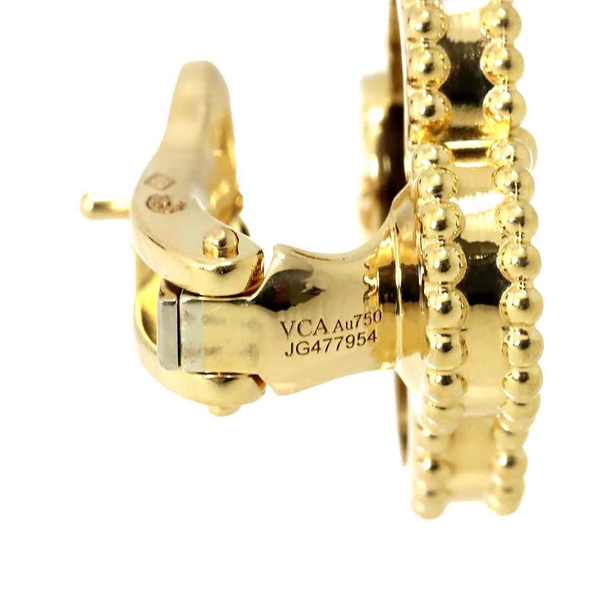 Vintage Alhambra Onyx Earrings Pierced 18K YG 750